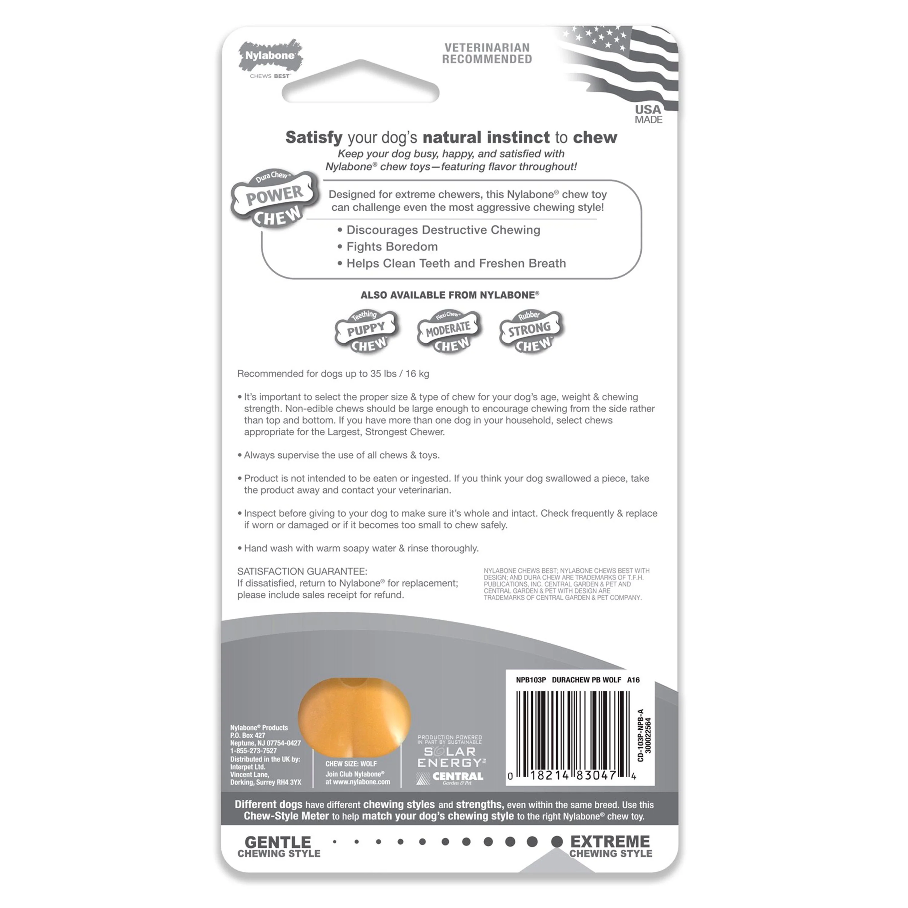Nylabone Power Chew Dog Toy Peanut Butter Medium/Wolf - Up To 35 lbs - Image 2
