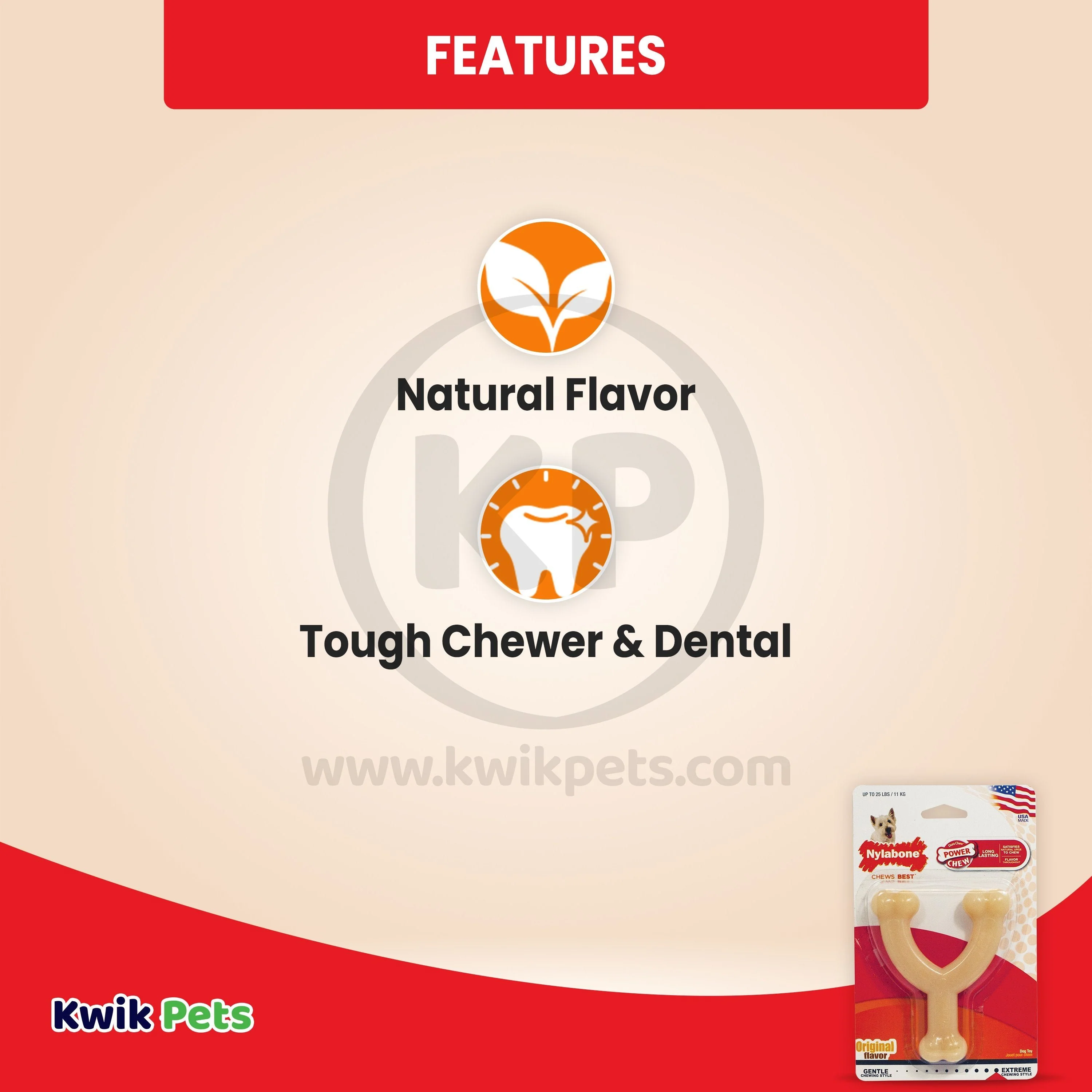 Nylabone Power Chew Original Wishbone Adult Dog Toy Small/Regular - Up To 25 lbs - Image 3
