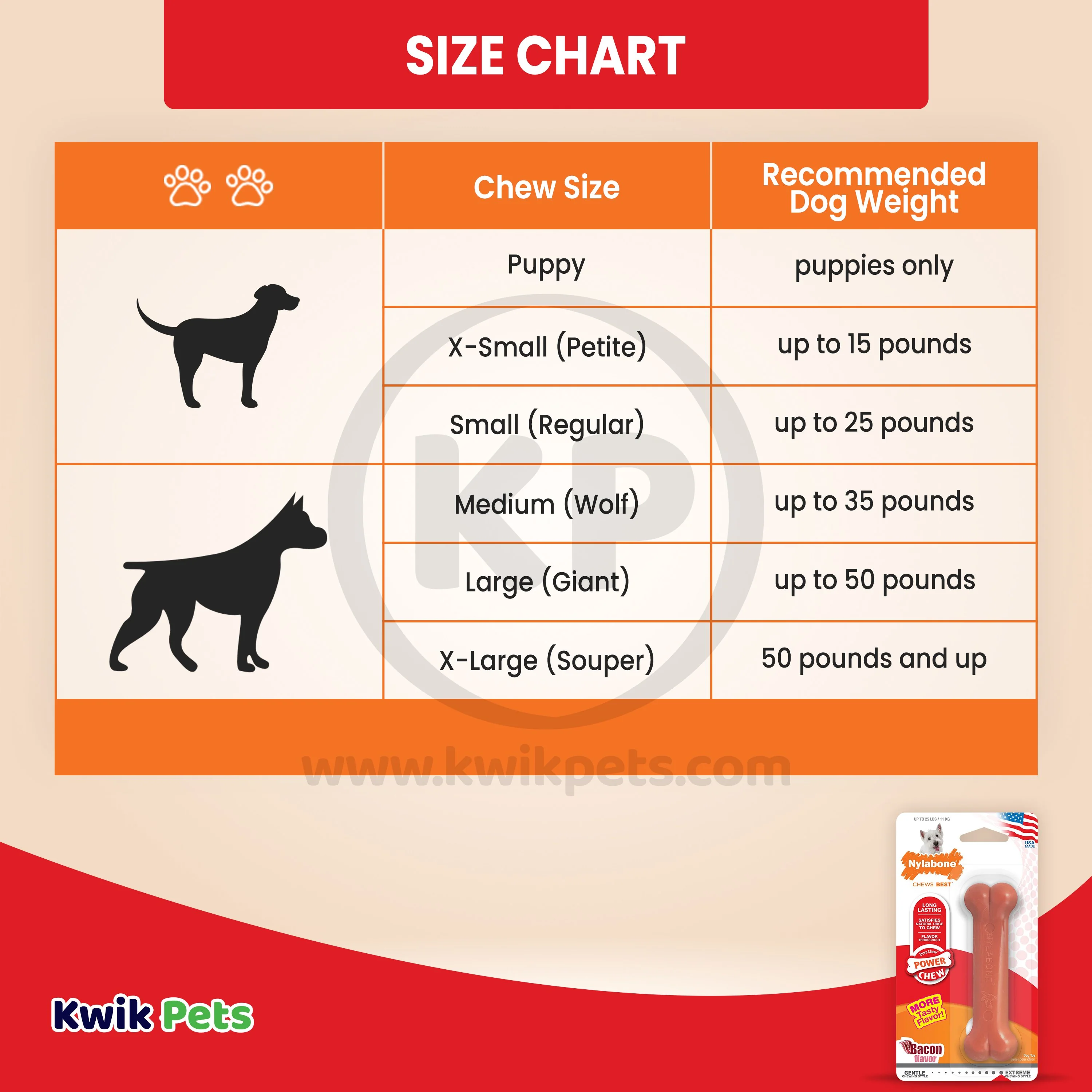 Nylabone Power Chew Dog Toy Bacon Small/Regular - Up To 25 Ibs - Image 5