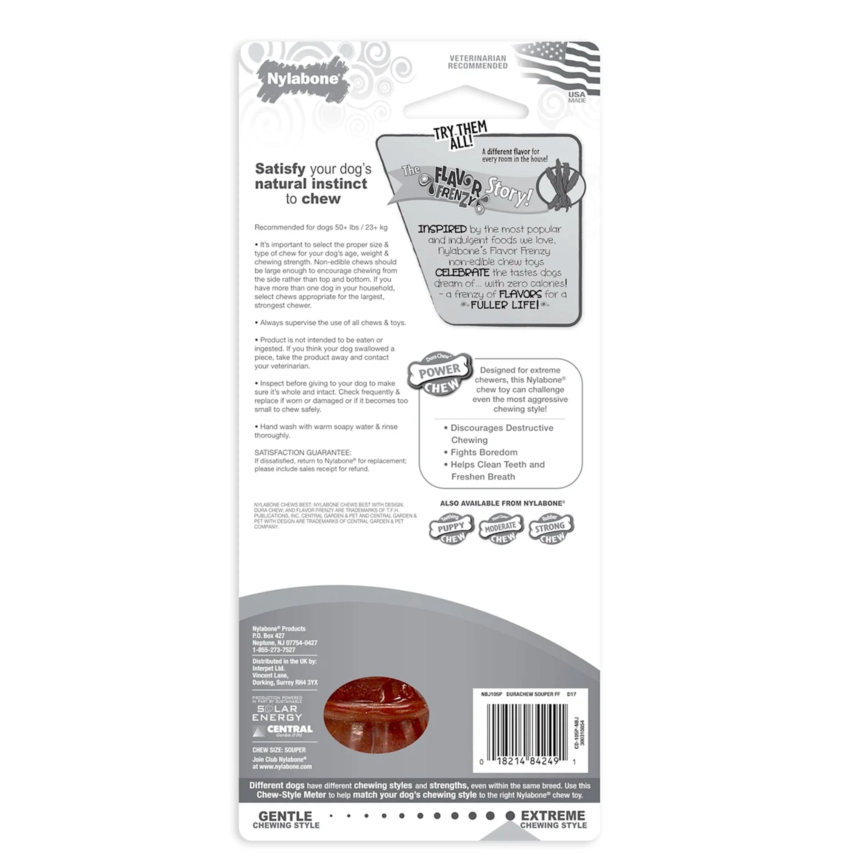 Nylabone Flavor Frenzy Power Chew Durable Dog Toy Beef Jerky XL/Souper - 50+ lbs - Image 2