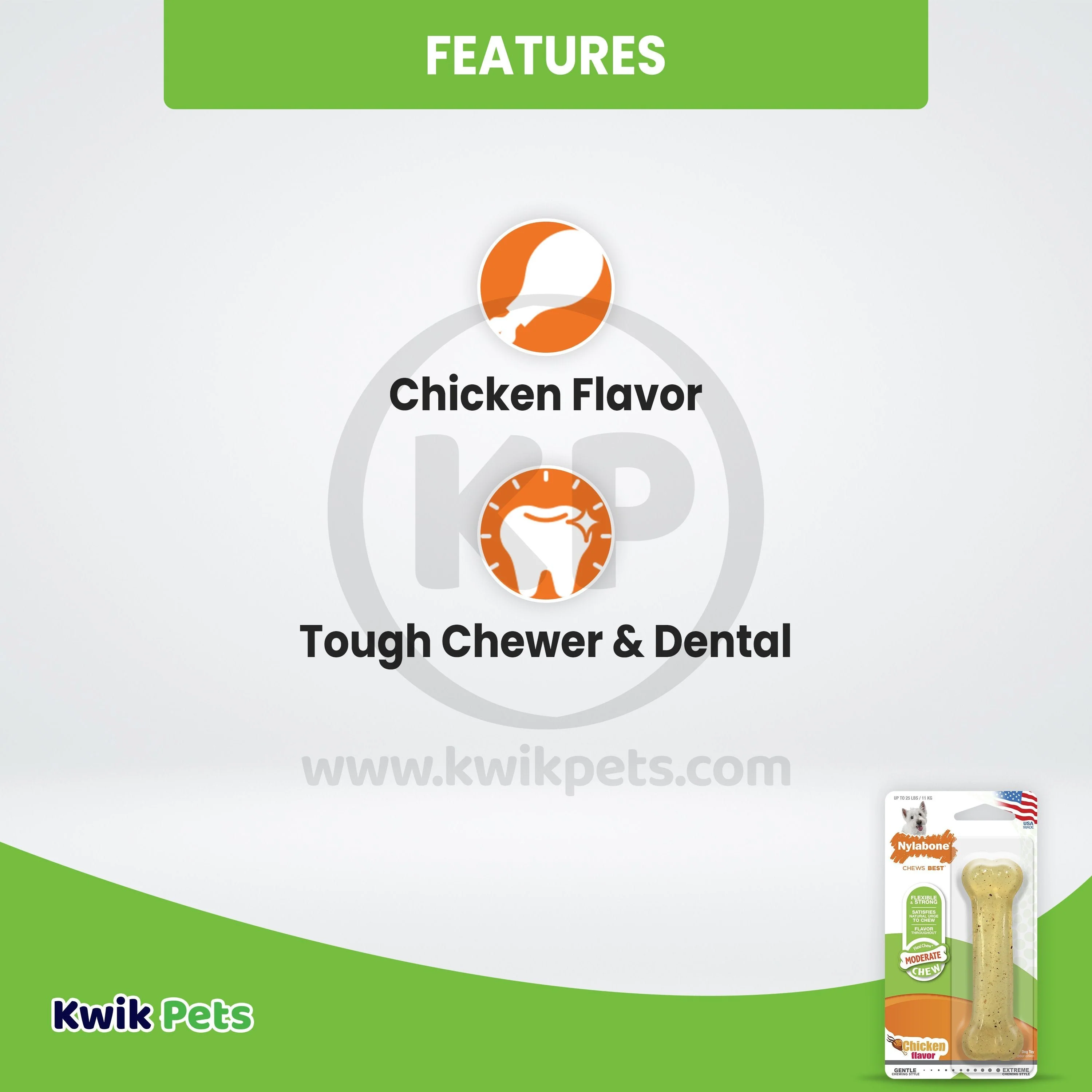 Nylabone Moderate Chew Dog Toy Chicken Small/Regular - Up To 25 lbs - Image 3