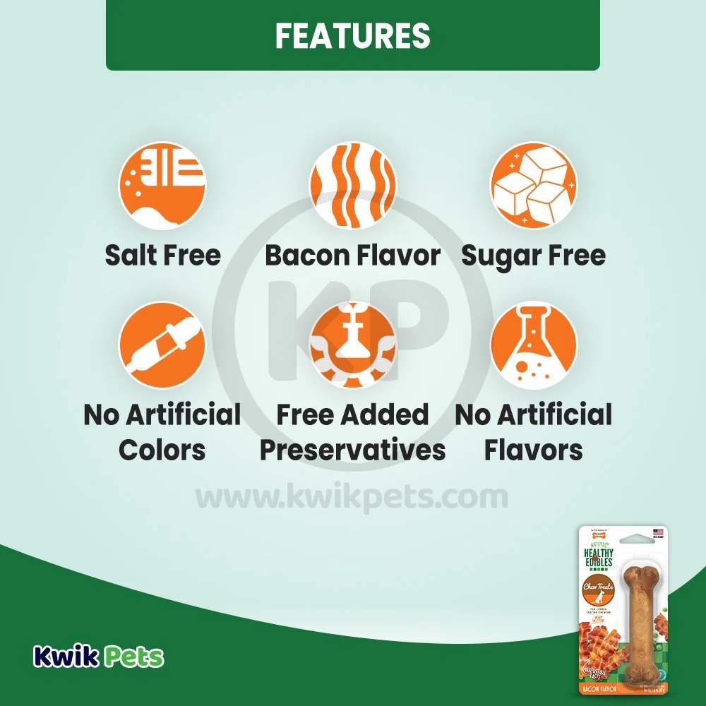 Nylabone Healthy Edibles All-Natural Long Lasting Dog Chew Treats Bacon Small/Regular - Up To 25 Ibs 1 Count - Image 3