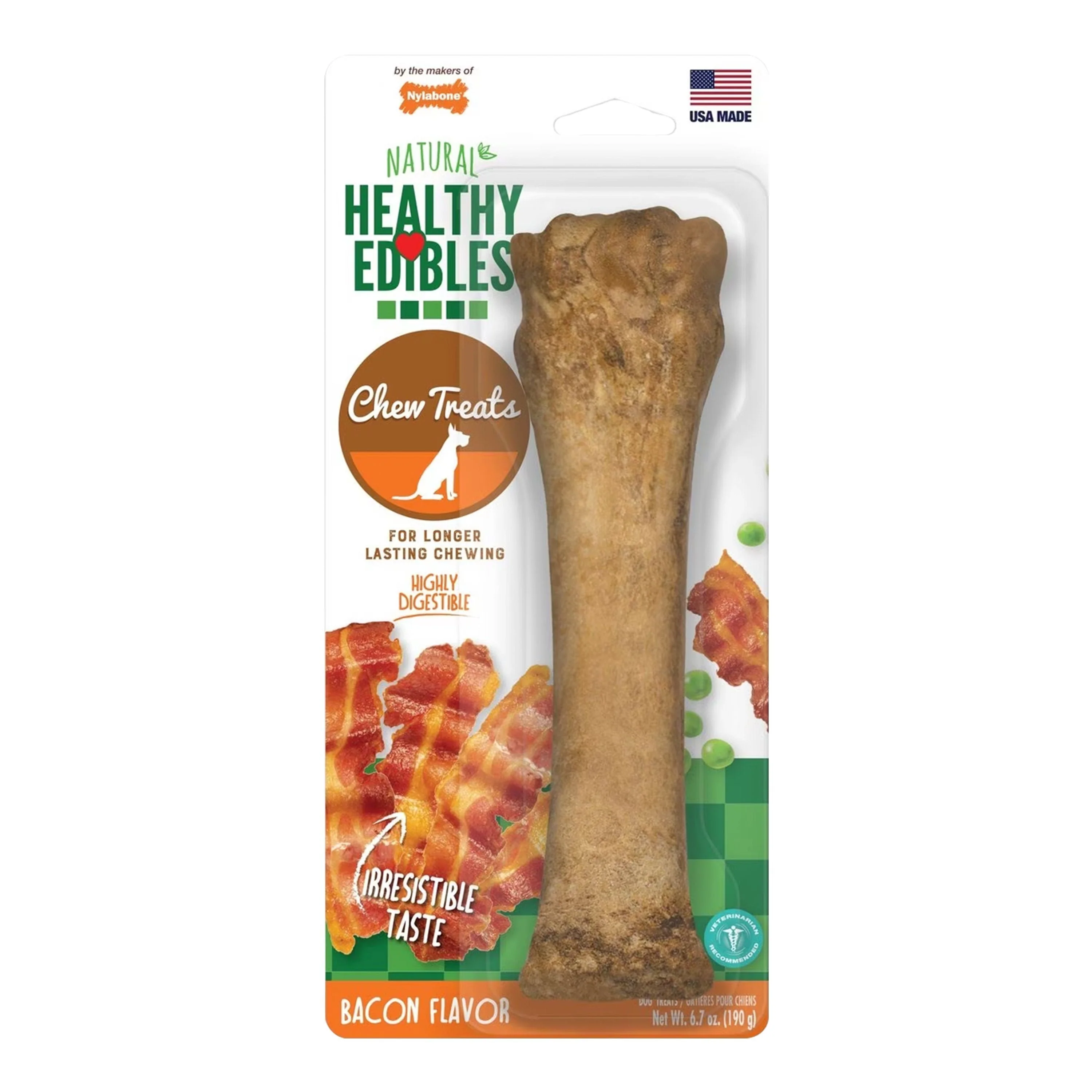 Nylabone Healthy Edibles All-Natural Long Lasting Chew Dog Treats Bacon Souper 50+ lbs