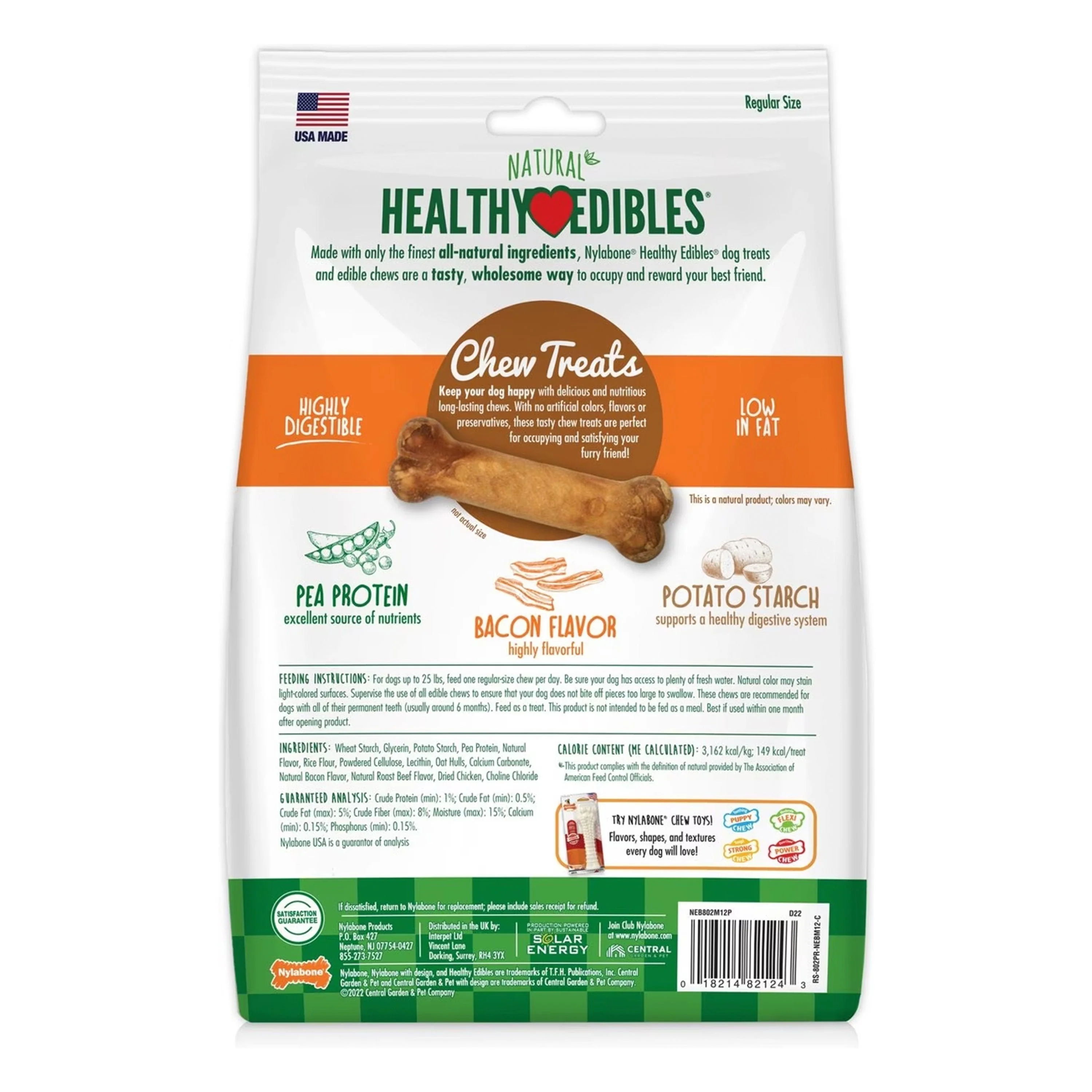 Nylabone Healthy Edibles All-Natural Long Lasting Dog Chew Treats Bacon Small/Regular - Up To 25 Ibs 12 Count - Image 2