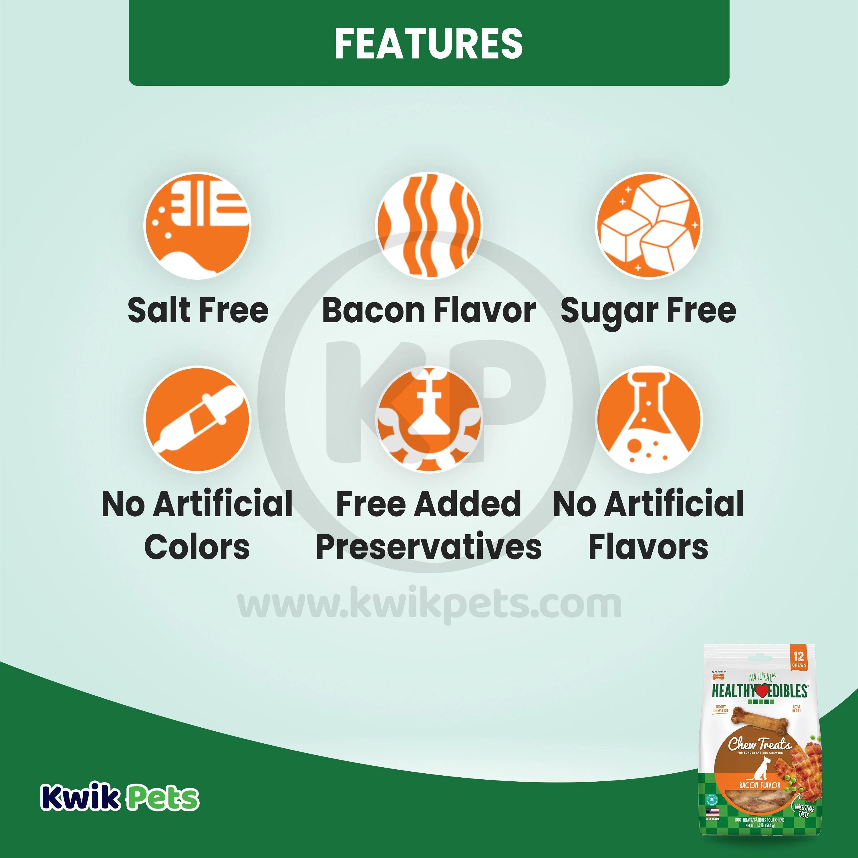 Nylabone Healthy Edibles All-Natural Long Lasting Dog Chew Treats Bacon Medium/Wolf - Up To 35 lbs 12 Count - Image 2