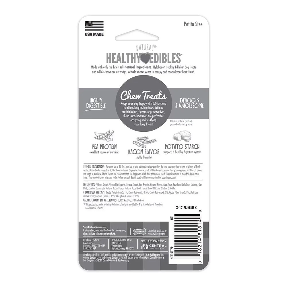Nylabone Healthy Edibles All-Natural Long Lasting Chew Treats Bacon XS/Petite - Up To 15 lbs 2 Count - Image 2