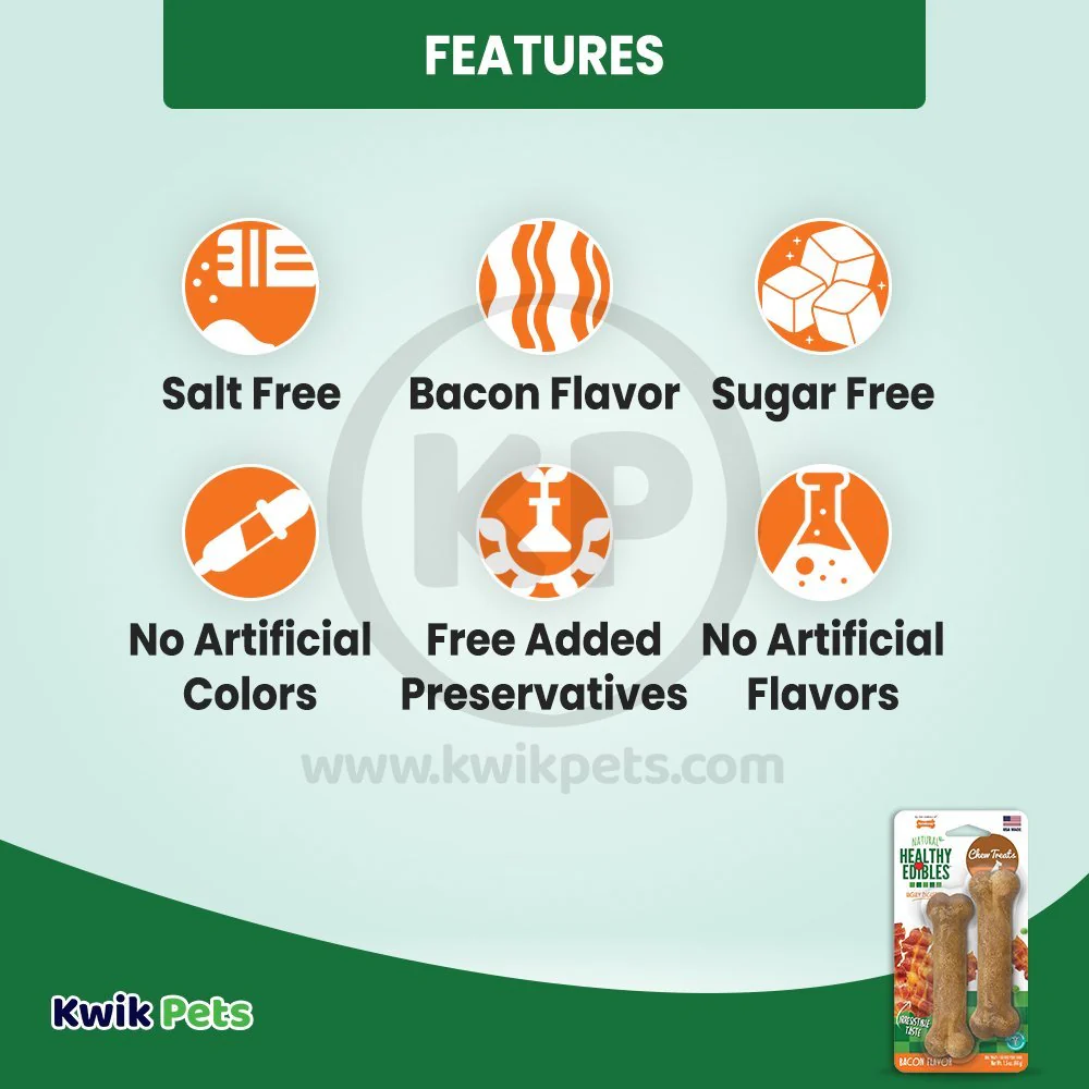 Nylabone Healthy Edibles All-Natural Long Lasting Chew Treats Bacon XS/Petite - Up To 15 lbs 2 Count - Image 3
