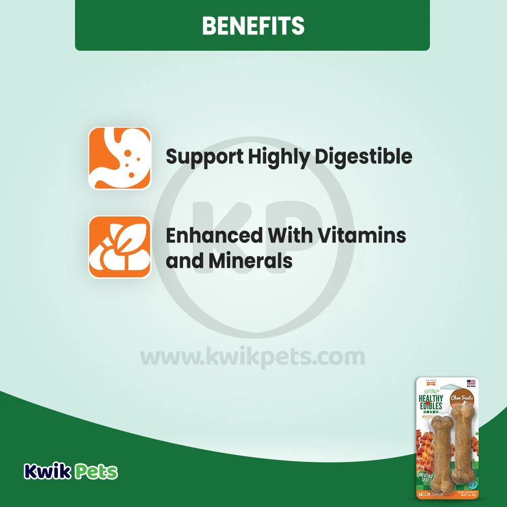 Nylabone Healthy Edibles All-Natural Long Lasting Chew Treats Bacon XS/Petite - Up To 15 lbs 2 Count - Image 4