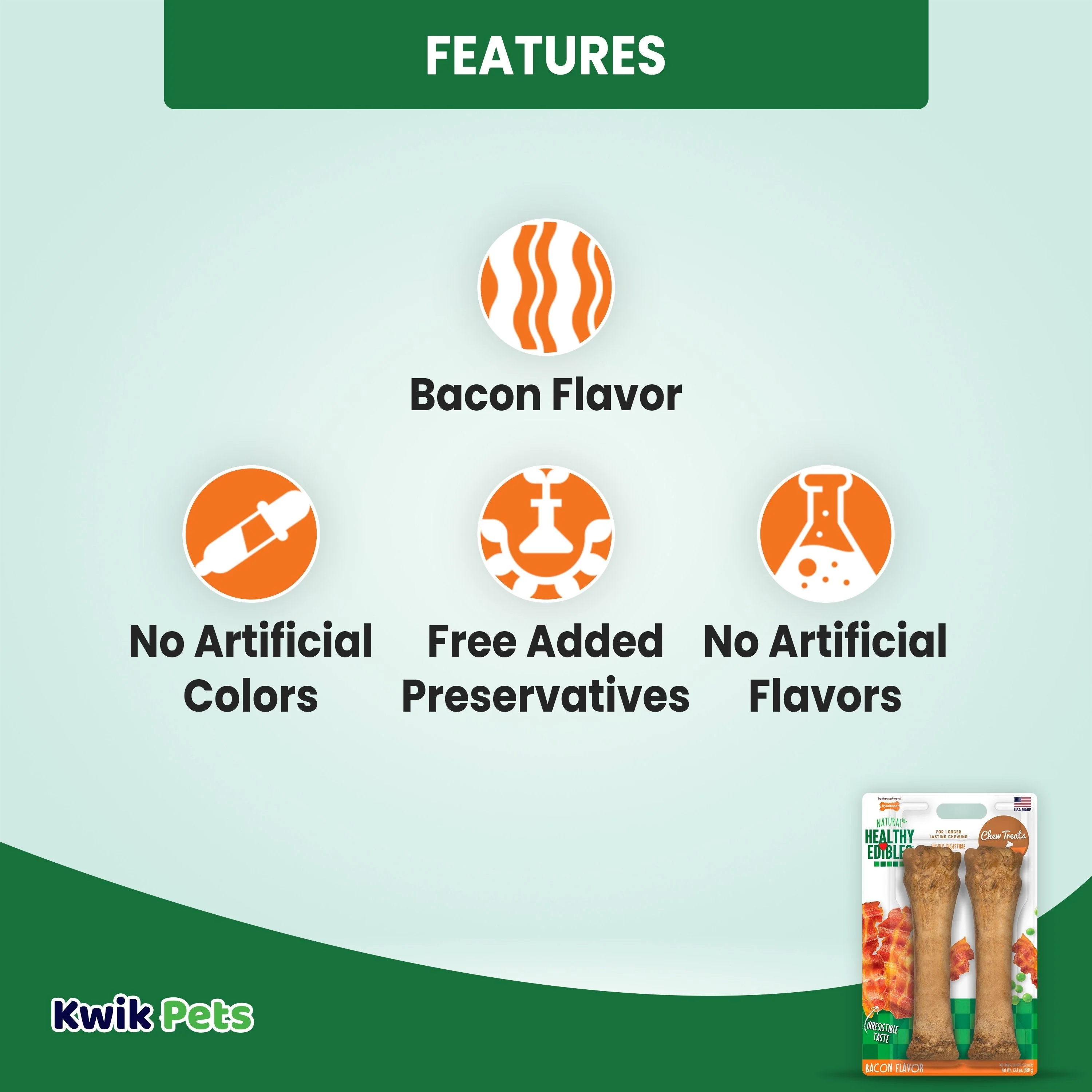 Nylabone Healthy Edibles All-Natural Long Lasting Dog Chew Treats Bacon XL/Souper - 50+ lbs 2 Count - Image 3