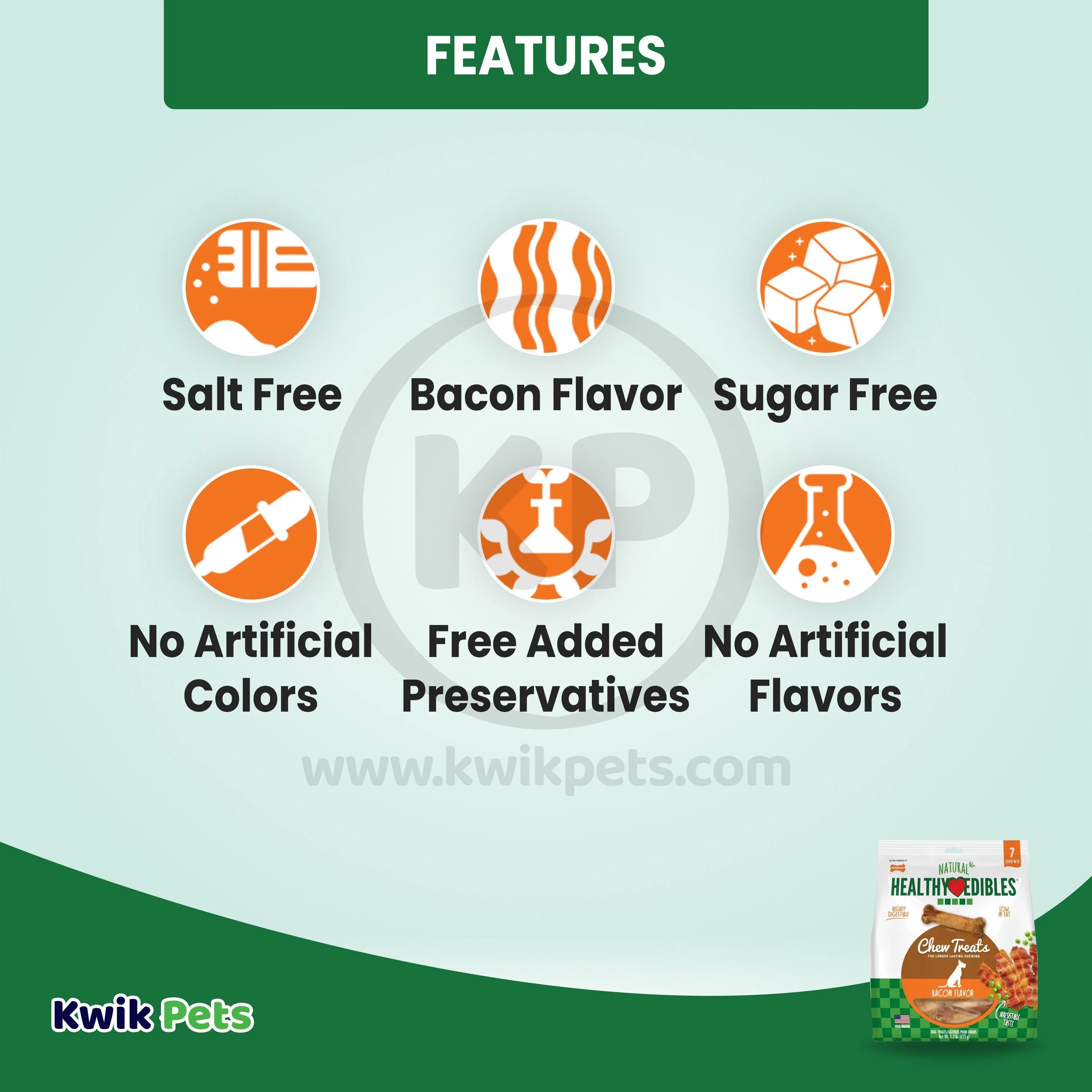 Nylabone Healthy Edibles All-Natural Long Lasting Chew Treats Bacon Medium/Wolf - Up To 35 lbs 7 Count - Image 2