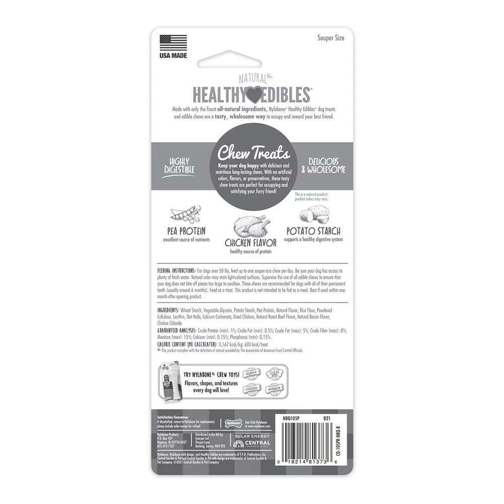 Nylabone Healthy Edibles All-Natural Long Lasting Dog Chew Treats Chicken XL/Souper - 50+ lbs - Image 2