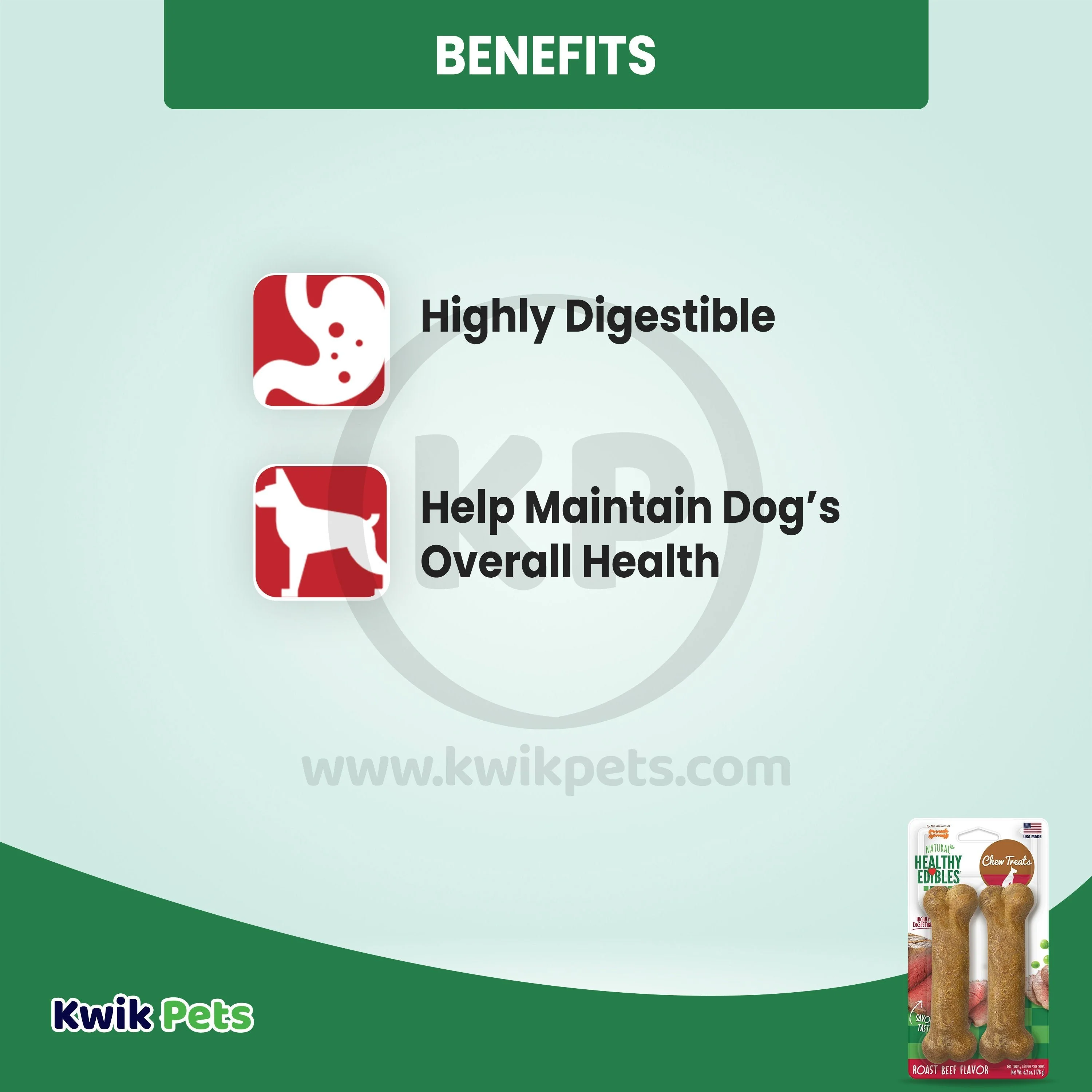 Nylabone Healthy Edibles All-Natural Long Lasting Dog Chew Treats Roast Beef Wolf - Up To 35 lbs 2 Count - Image 4