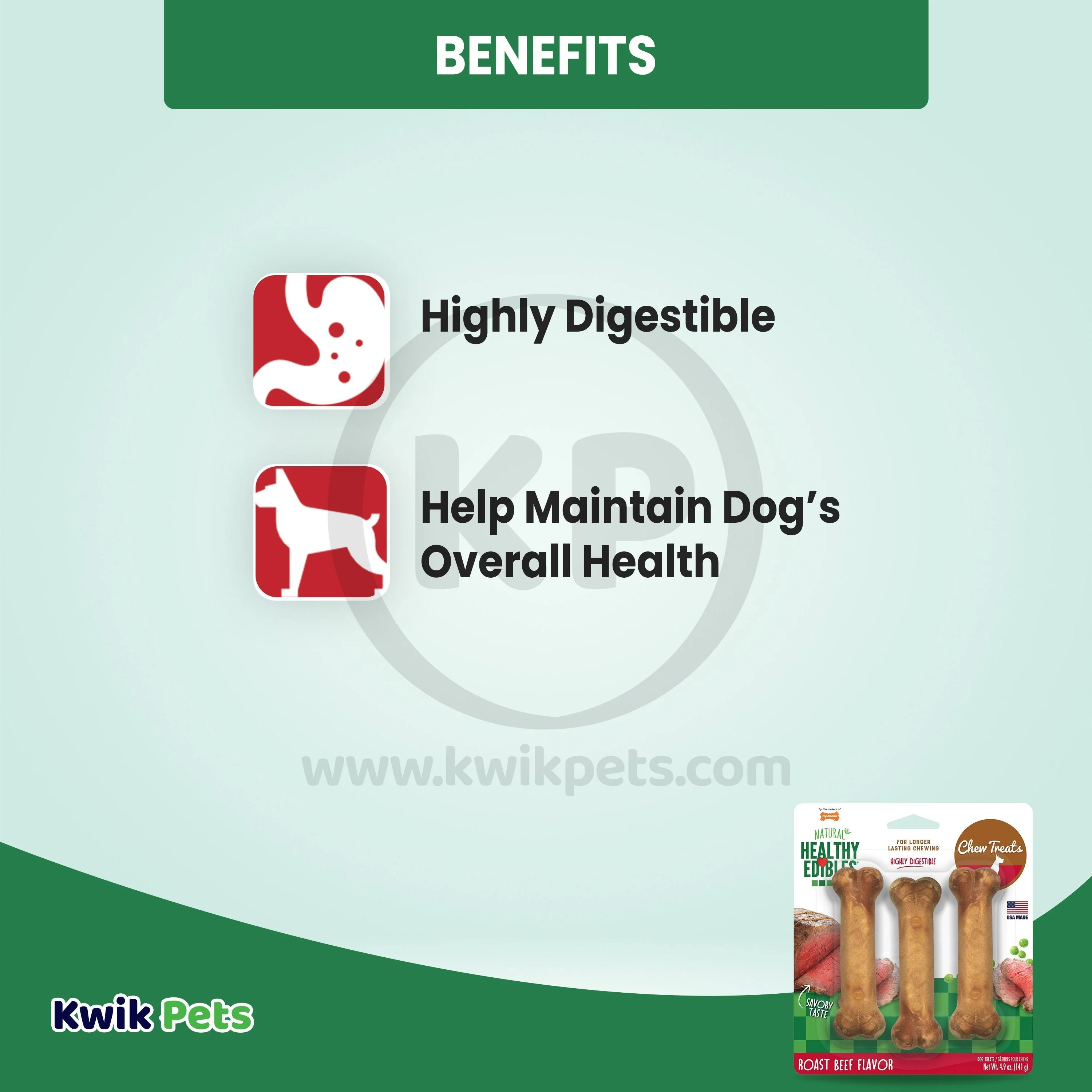 Nylabone Healthy Edibles All-Natural Long Lasting Dog Chew Treats Roast Beef Small/Regular - Up To 25 Ibs 3 Count - Image 4