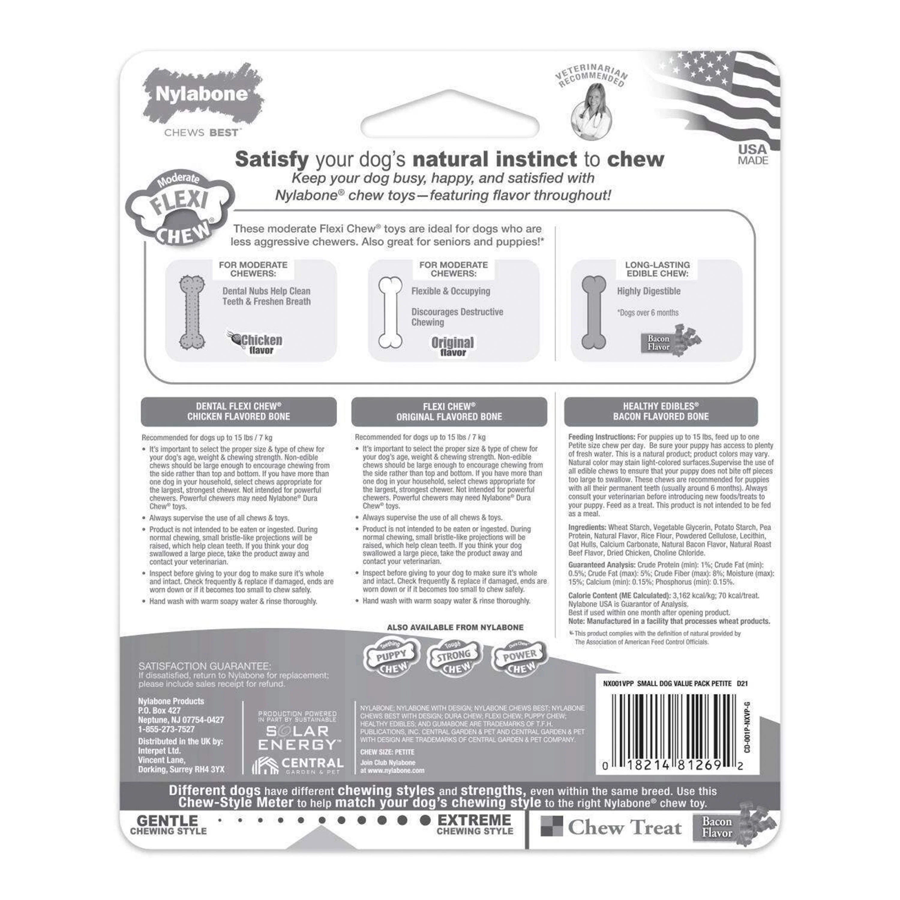 Nylabone Healthy Edibles & Flexi Chew Value Pack Chicken & Bacon XS/Petite - Up To 15 lbs 3 Count - Image 2