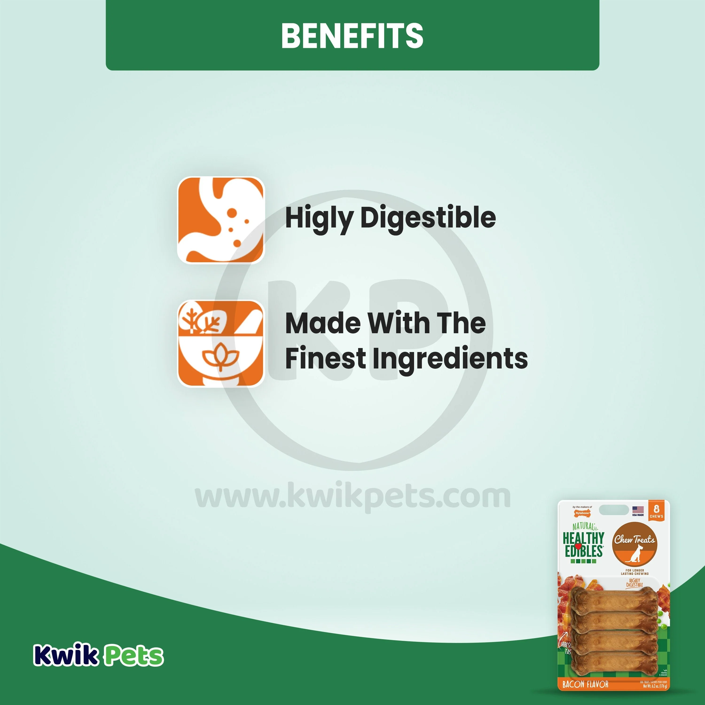Nylabone Healthy Edibles All-Natural Long Lasting Chew Treats Bacon XS/Petite - Up To 15 lbs 8 Count - Image 4