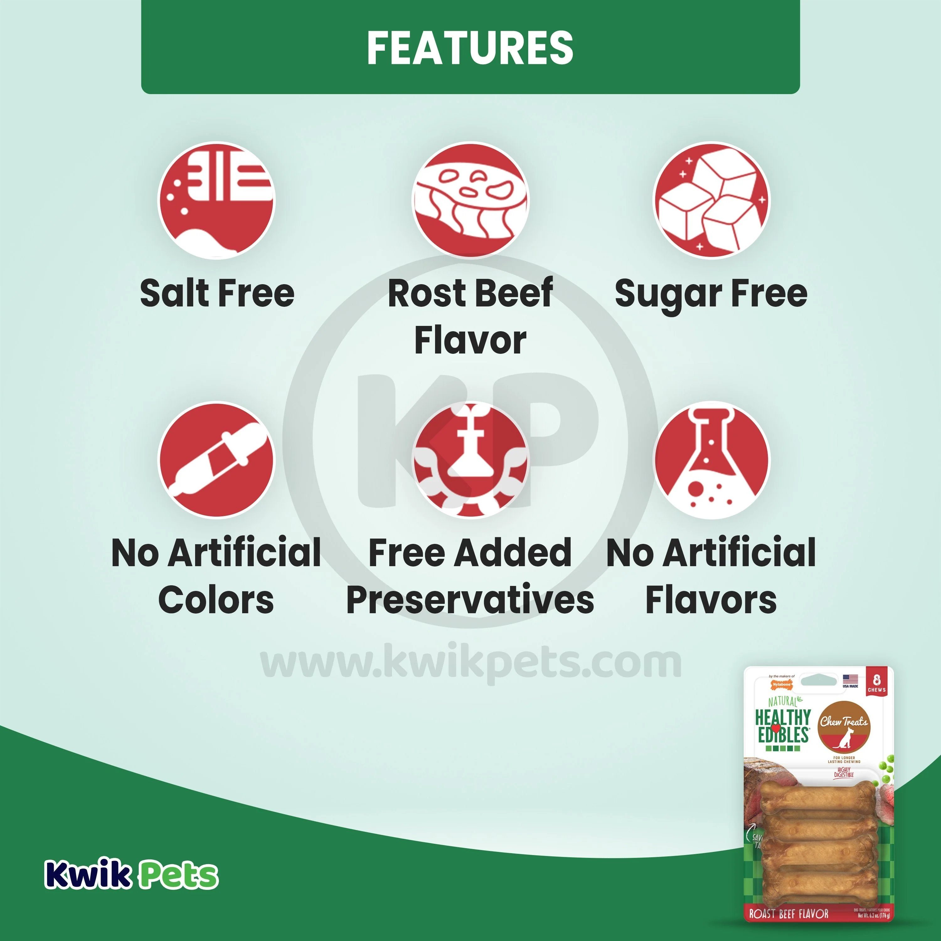 Nylabone Healthy Edibles All-Natural Long Lasting Dog Chew Treats Roast Beef XS/Petite - Up To 15 lbs 8 Count - Image 3