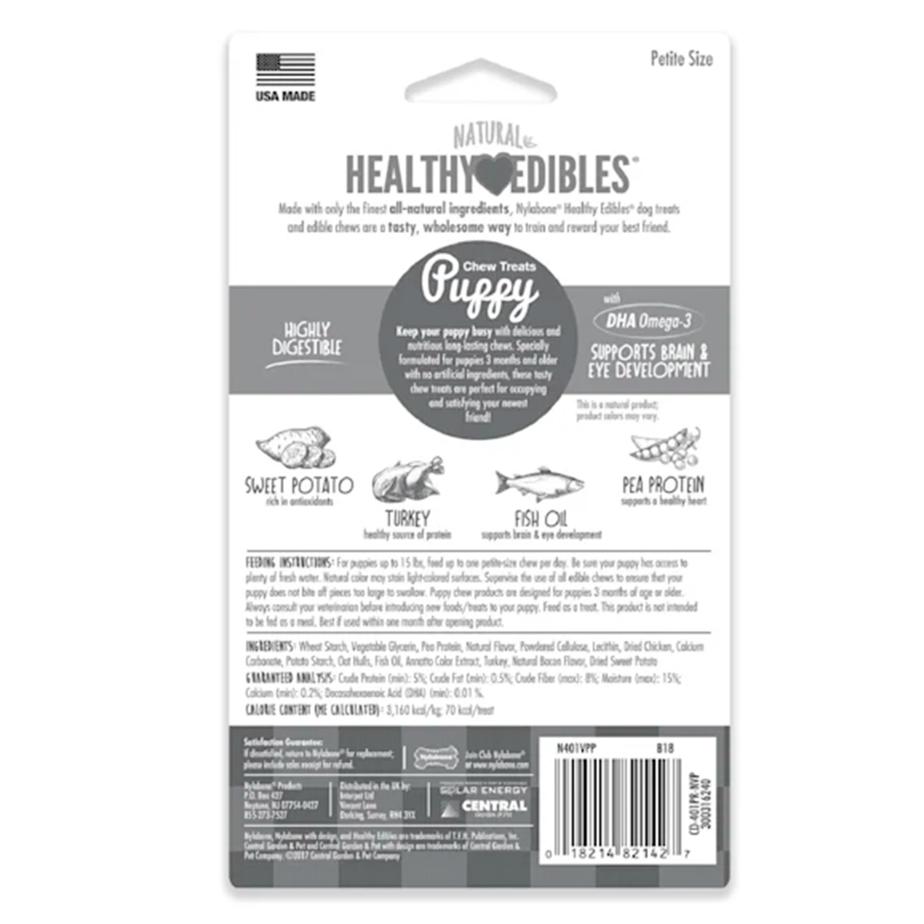 Nylabone Healthy Edibles Puppy Chew Treats Turkey & Sweet Potato XS/Petite - Up To 15 lbs 4 Count - Image 2