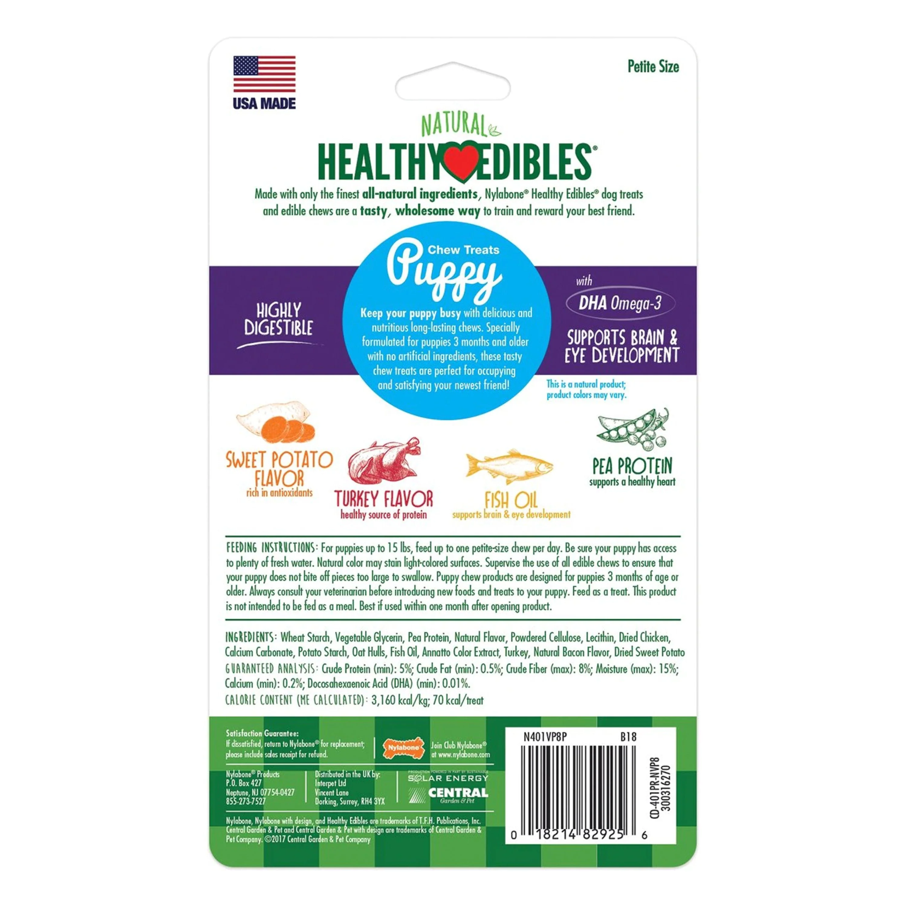 Nylabone Healthy Edibles Puppy Chew Treats Turkey & Sweet Potato XS/Petite - Up To 15 lbs 8 Count - Image 2