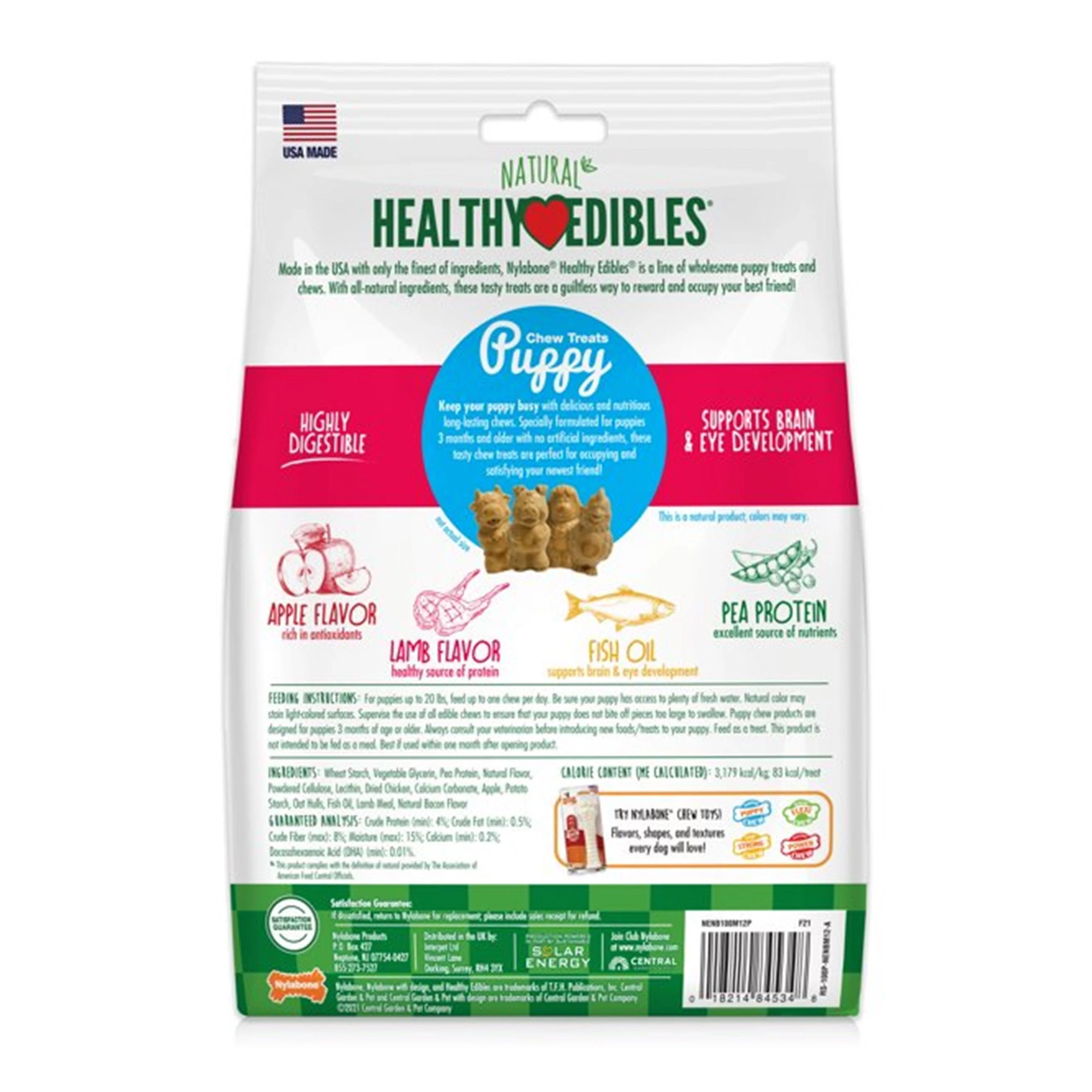 Nylabone Healthy Edibles Animal-Shaped Puppy Chew Treats Lamb & Apple Small/Regular - Up To 25 Ibs 12 Count - Image 2