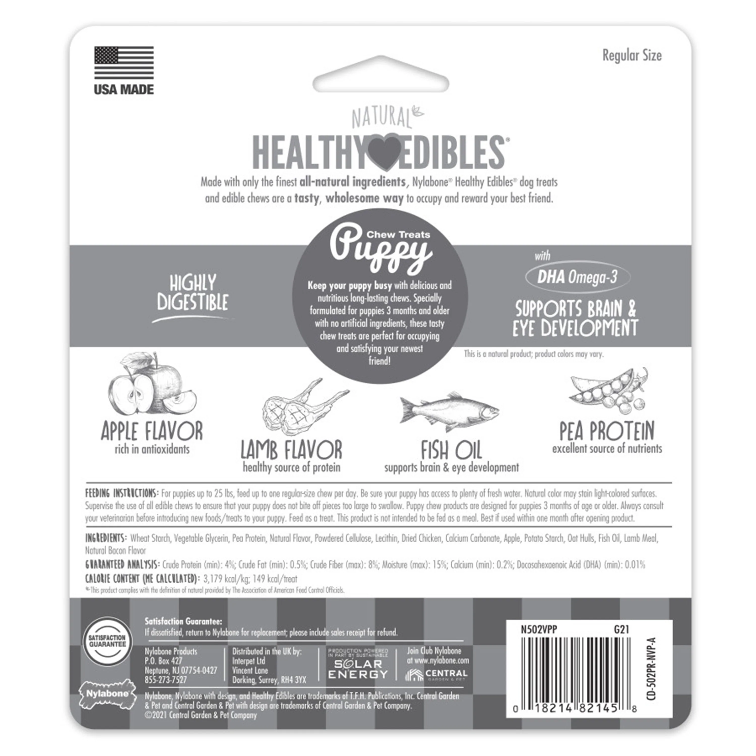 Nylabone Healthy Edibles Animal-Shaped Puppy Chew Treats Lamb & Apple Small/Regular - Up To 25 Ibs 3 Count - Image 2