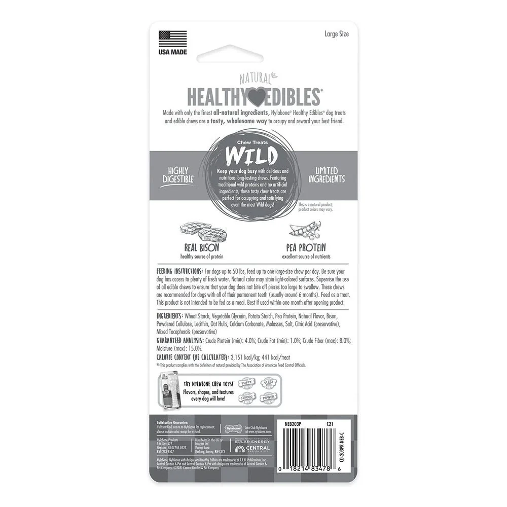Nylabone Healthy Edibles Wild Natural Long Lasting Dog Chew Treats Bison Large/Giant - Up To 50 lbs - Image 2