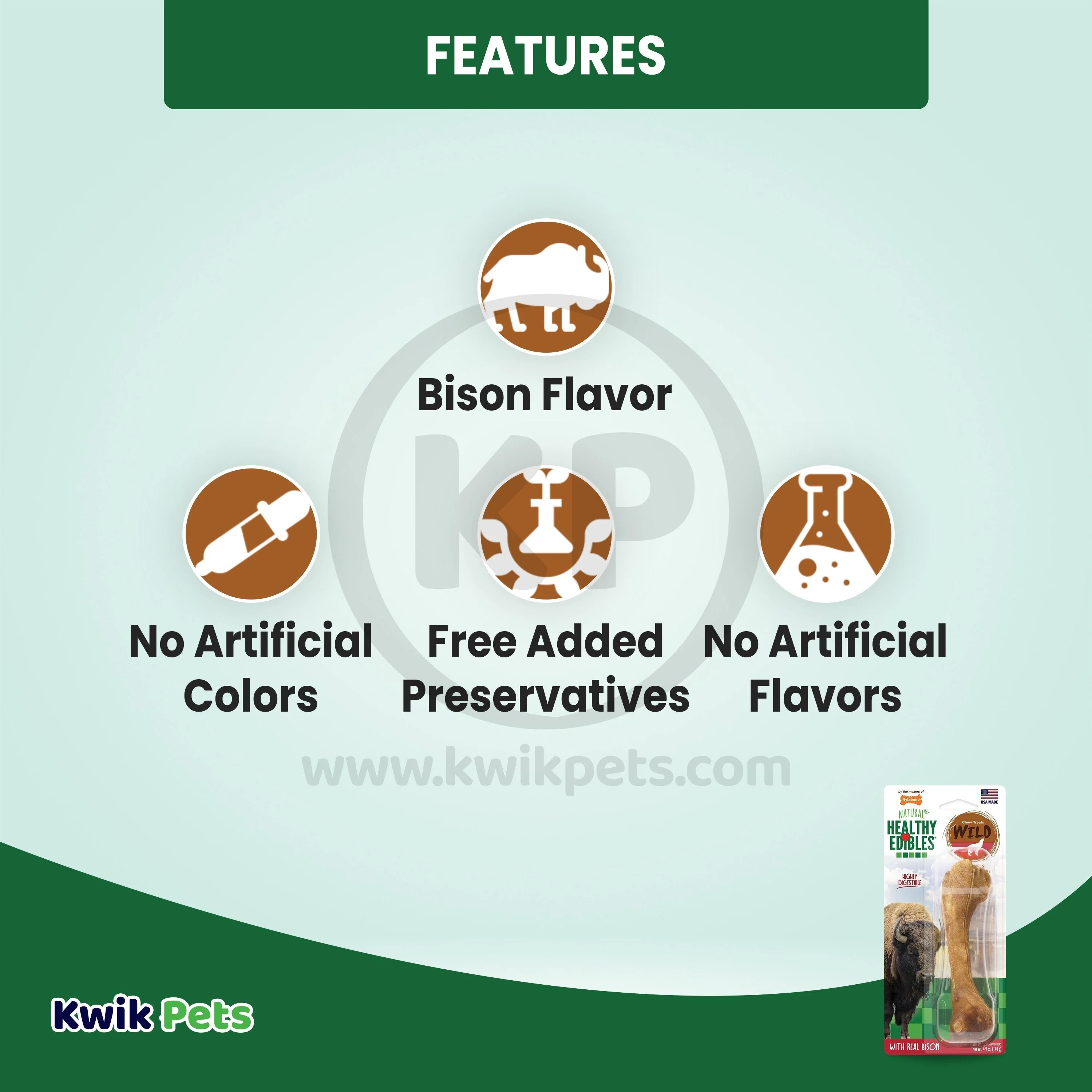 Nylabone Healthy Edibles Wild Natural Long Lasting Dog Chew Treats Bison Large/Giant - Up To 50 lbs - Image 3