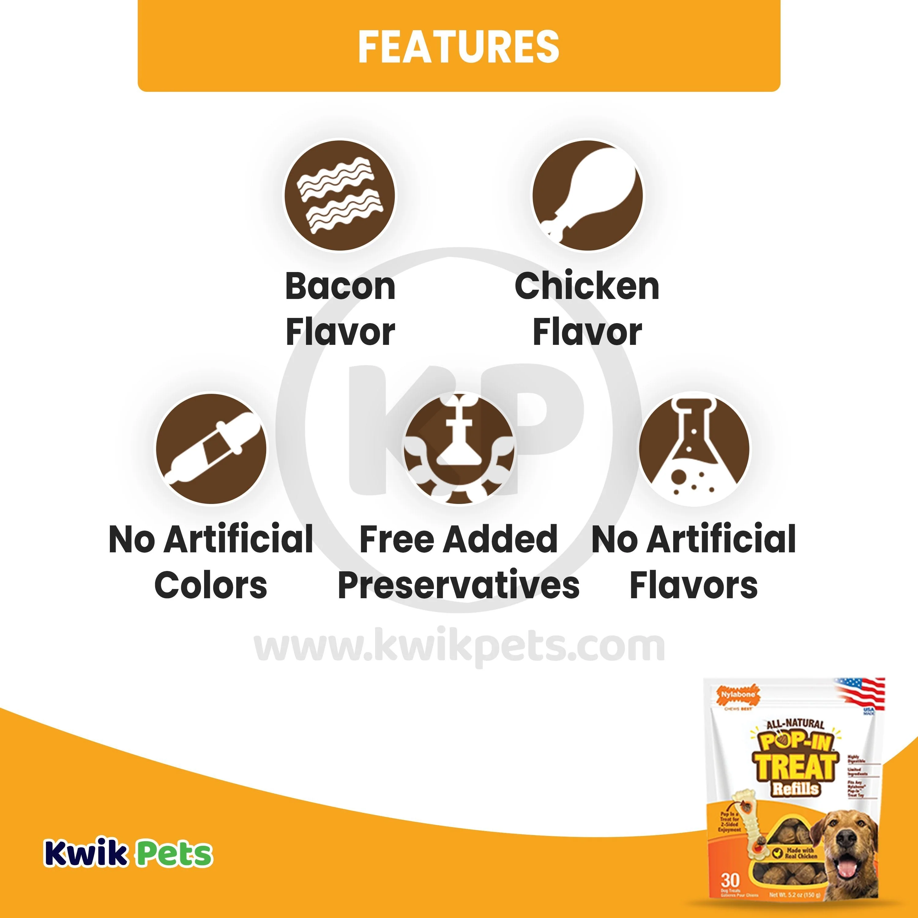 Nylabone All-Natural Pop-In Dog Treat Refills Chicken 30 Count 5.2-oz - Image 3