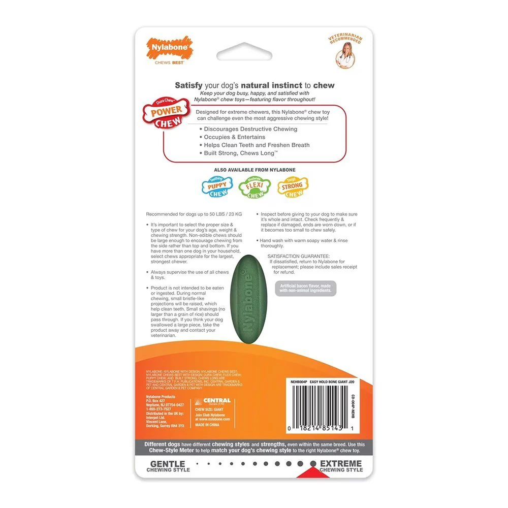 Nylabone Power Chew Easy-Hold Dental Dog Toy Bacon Large/Giant - Up To 50 lbs - Image 2