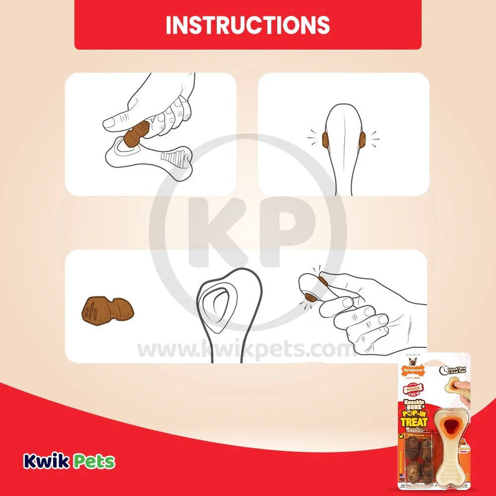 Nylabone Power Chew Knuckle Bone & Pop-In Treat Dog Toy Combo Chicken XS/Petite - Up To 15 lbs - Image 5