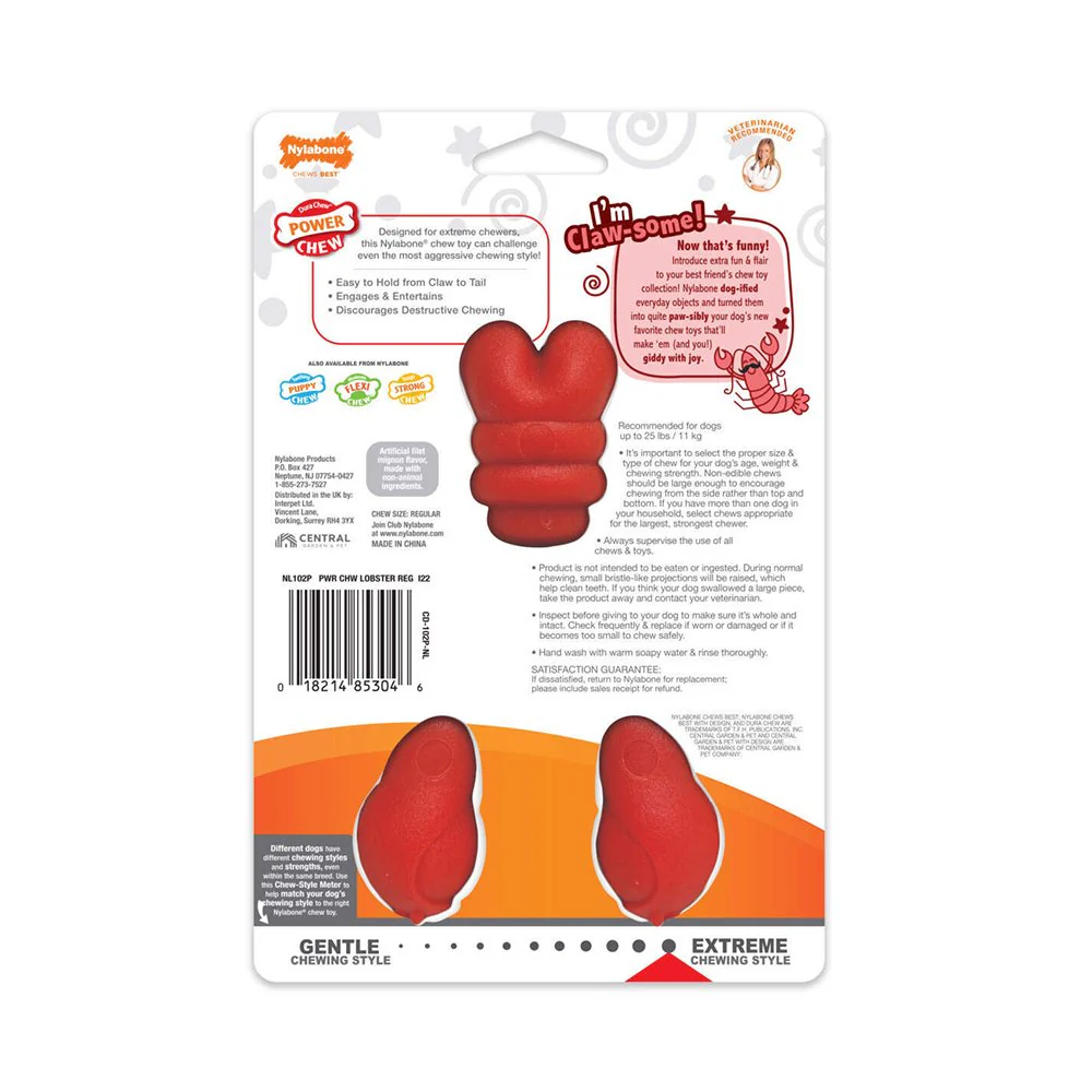 Nylabone Power Chew Lobster Dog Toy Filet Mignon Medium/Wolf - Up To 35 lbs - Image 2