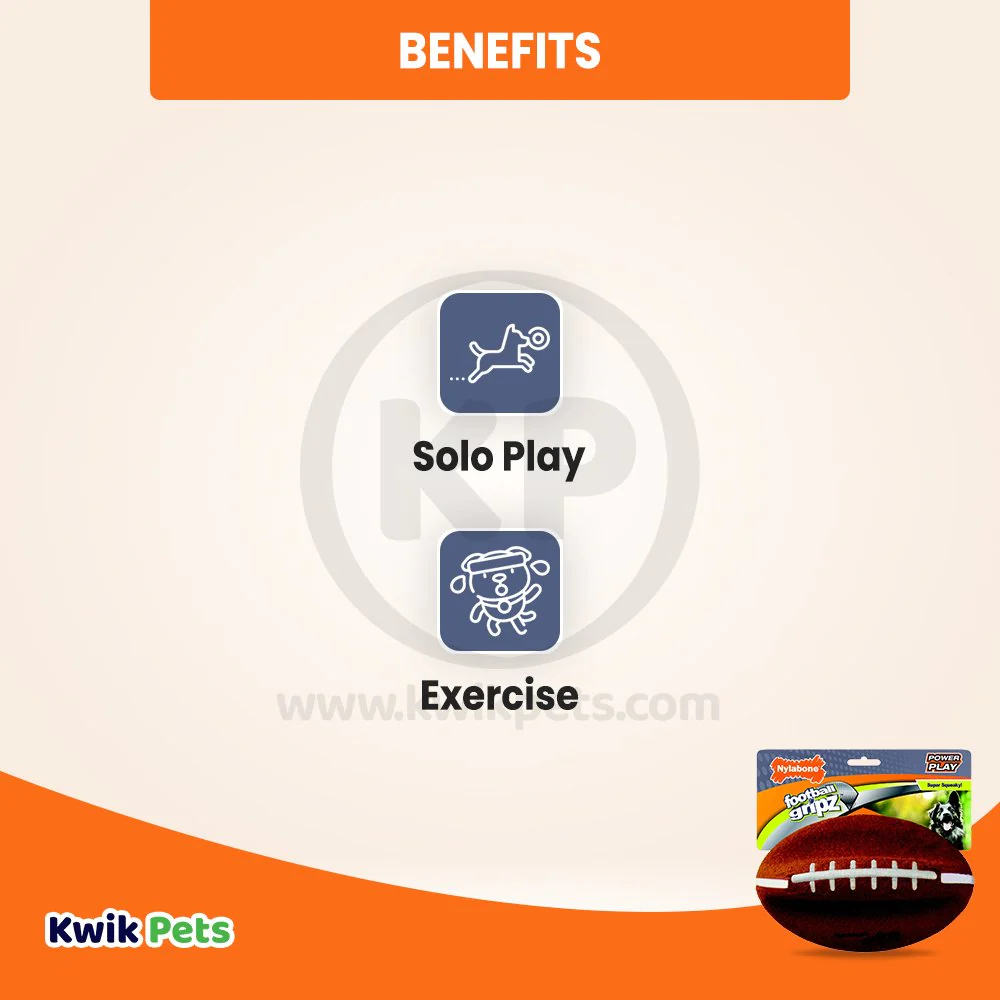 Nylabone Power Play Football Gripz Dog Toy Large/Giant - Up To 50 lbs 8.5-in - Image 3