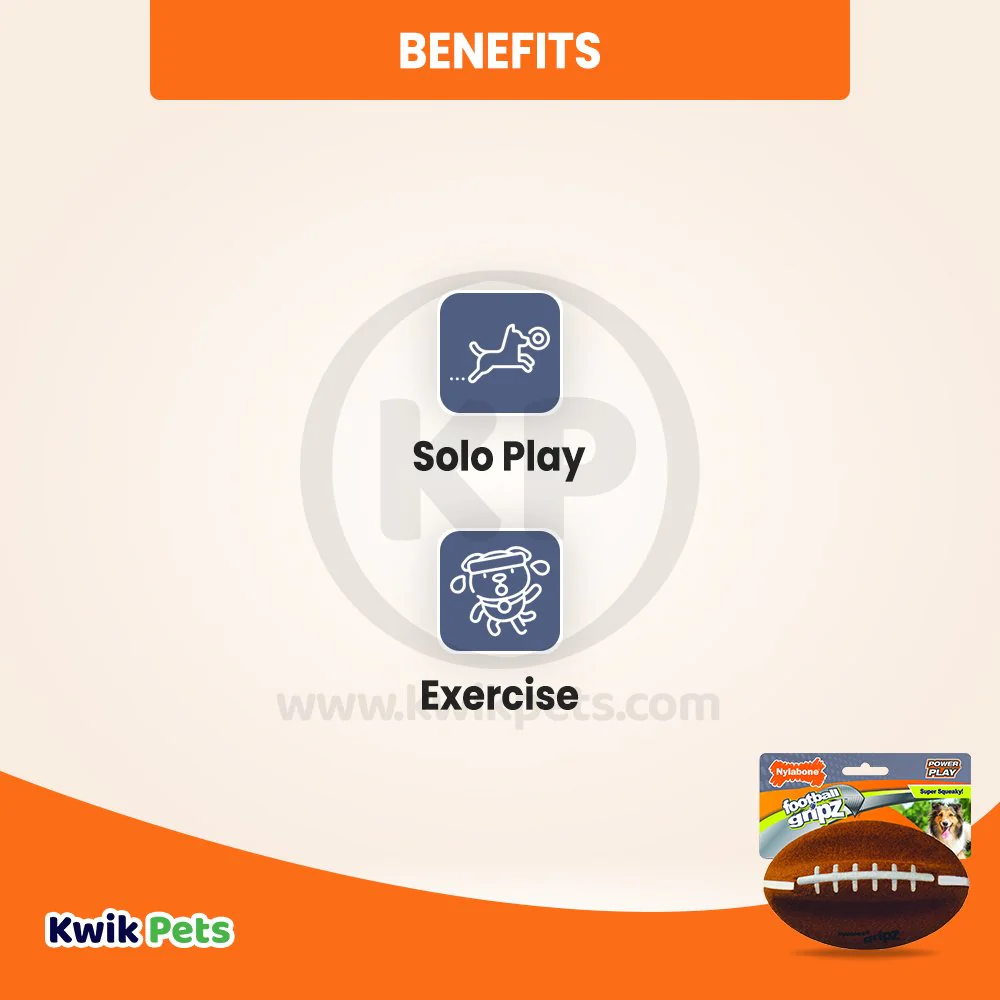 Nylabone Power Play Football Gripz Dog Toy Medium/Wolf - Up To 35 lbs 5.5-in - Image 4