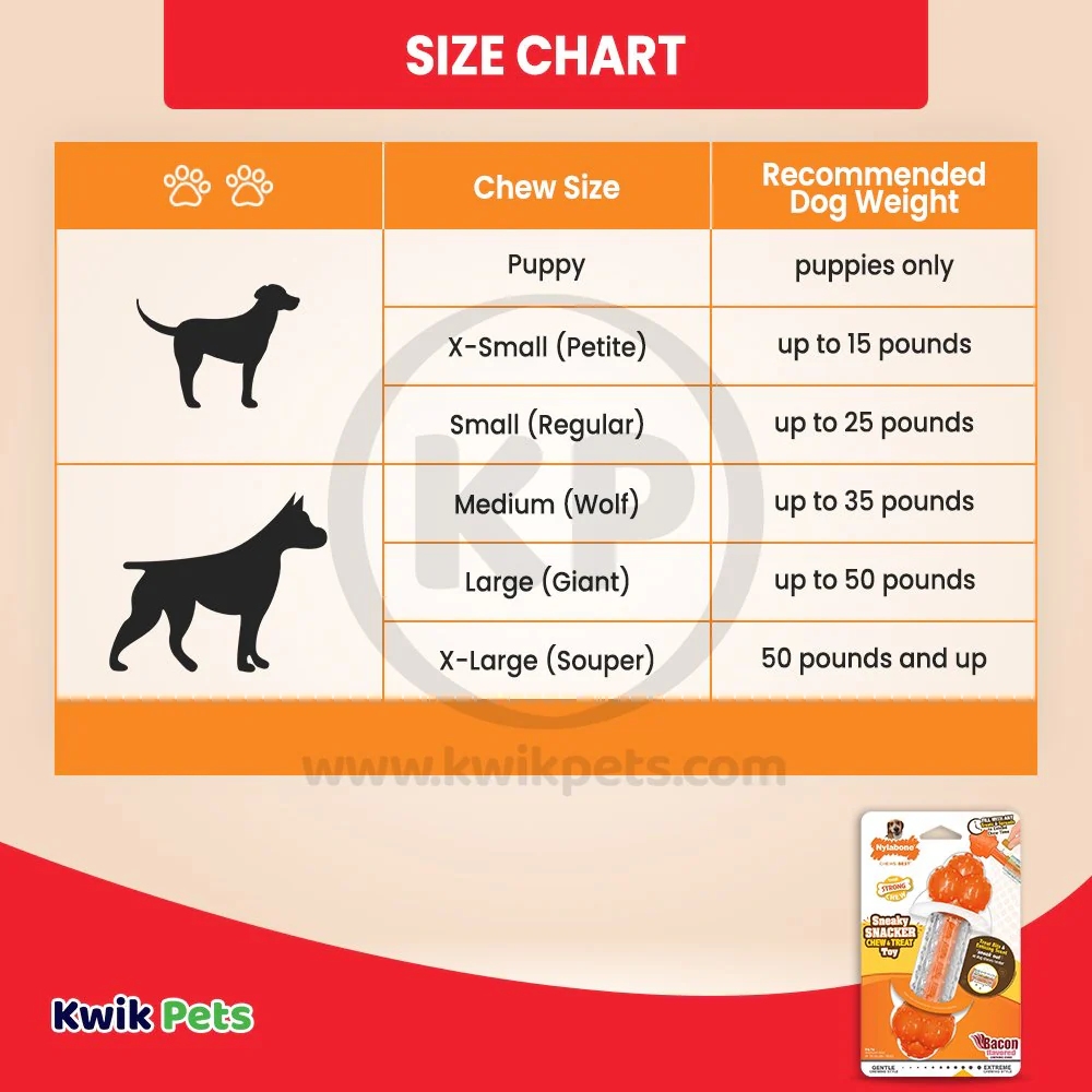 Nylabone Sneaky Snacker Chew & Treat Dog Toy Bacon Flavor Orange Medium/Wolf - Up To 35 lbs - Image 5