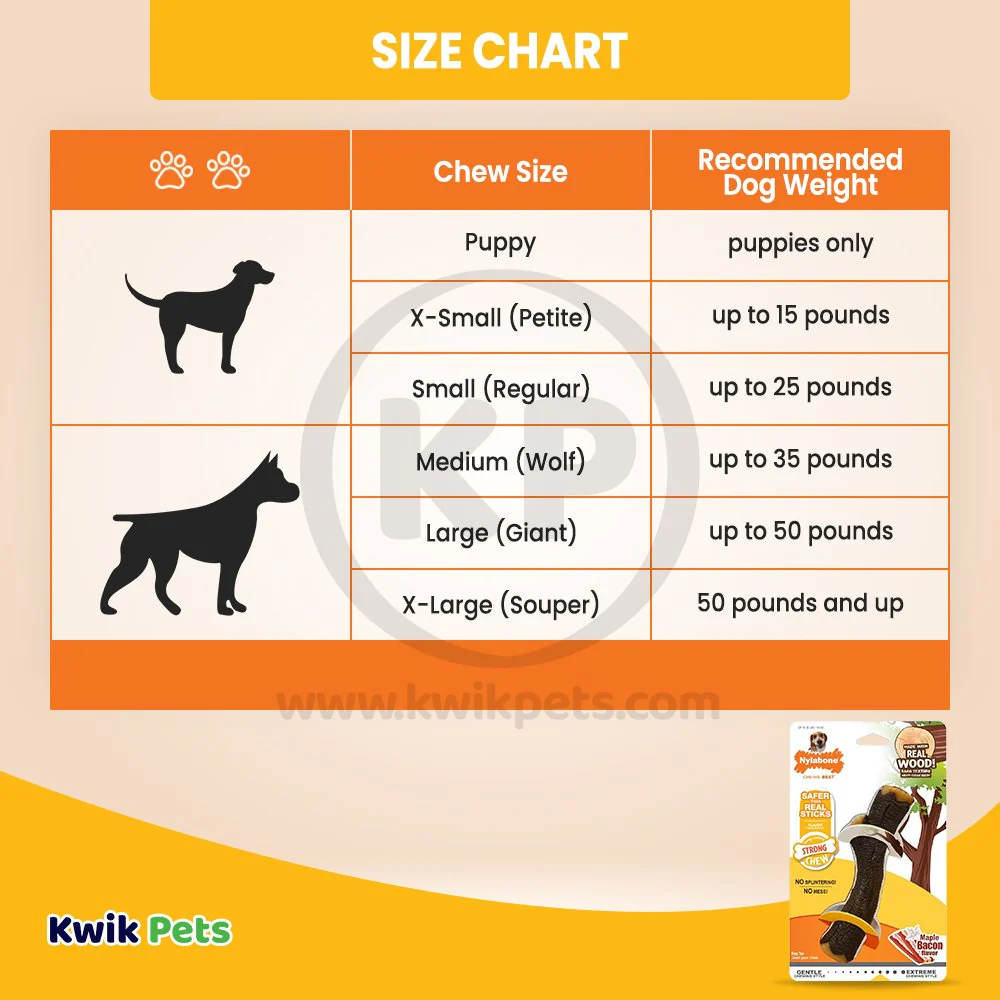 Nylabone Strong Chew Real Wood Dog Stick Toy Bacon Medium/Wolf - Up To 35 lbs - Image 5