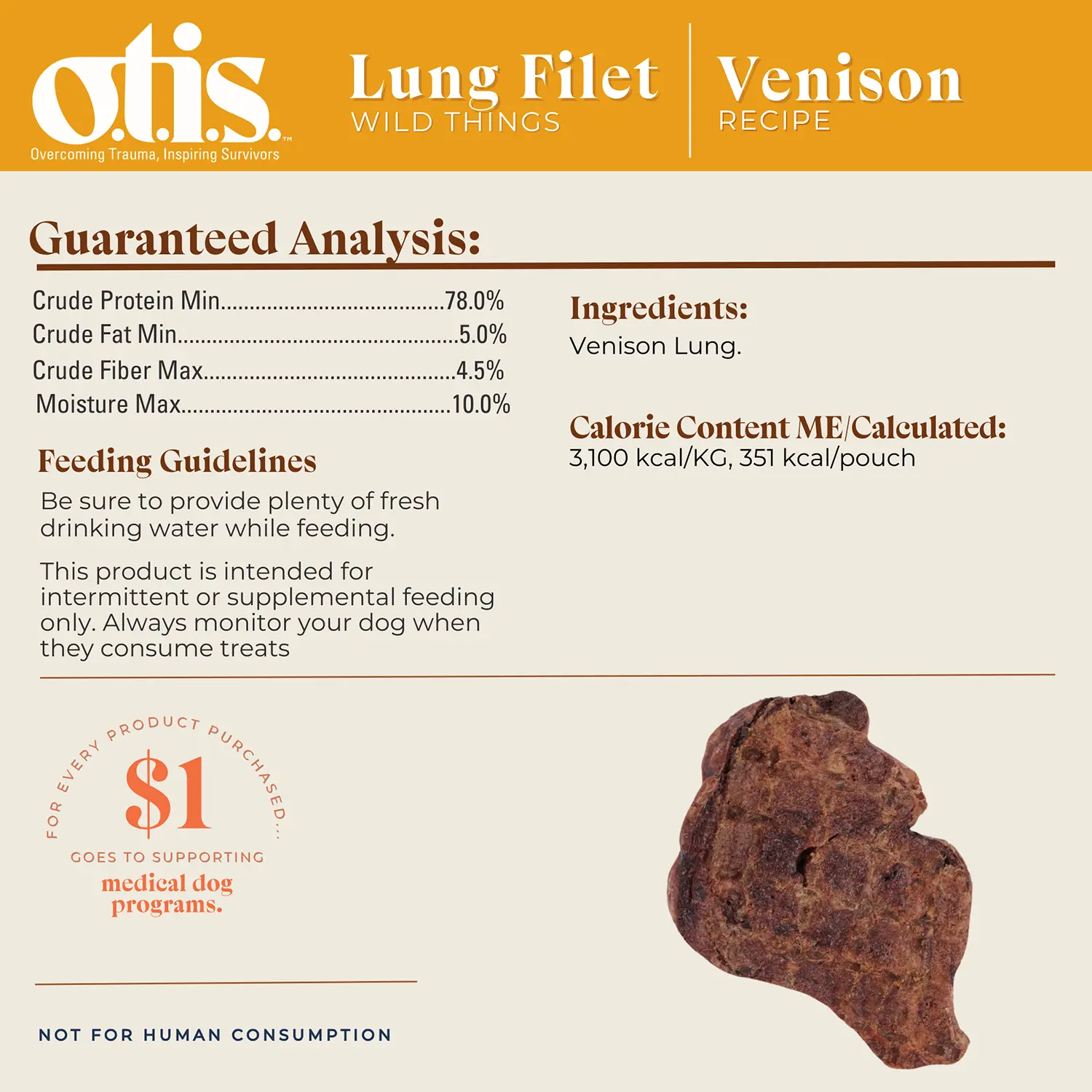 O.T.I.S. Wild Things Dog Treat Filets Venison Lung 4-oz - Image 7