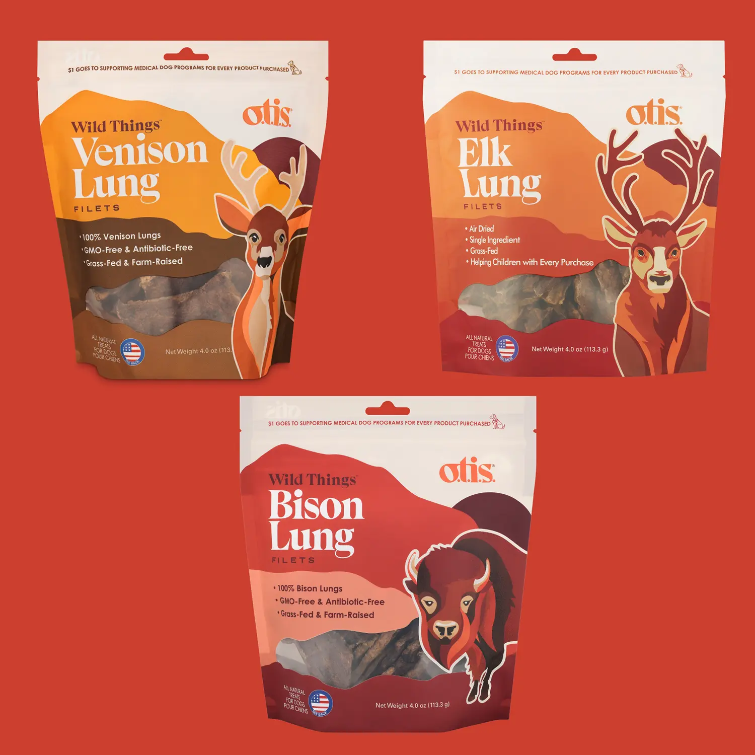O.T.I.S. Wild Things Dog Treat Filets Venison Lung 4-oz - Image 8