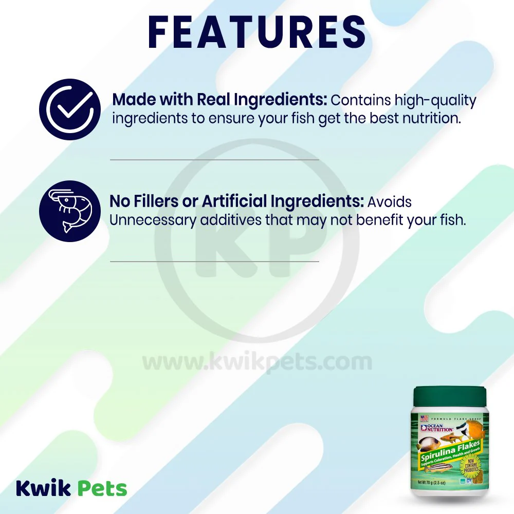 Ocean Nutrition Spirulina Flakes Fish Food 2.5-oz - Image 3