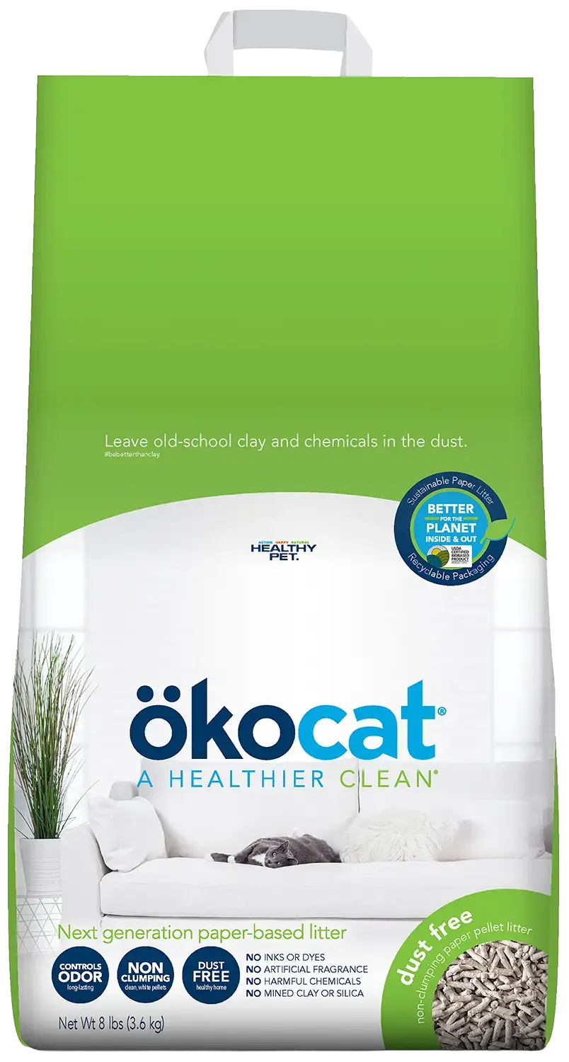 Okocat Dust Free Non-Clumping Paper Pellet Cat Litter 8-lb
