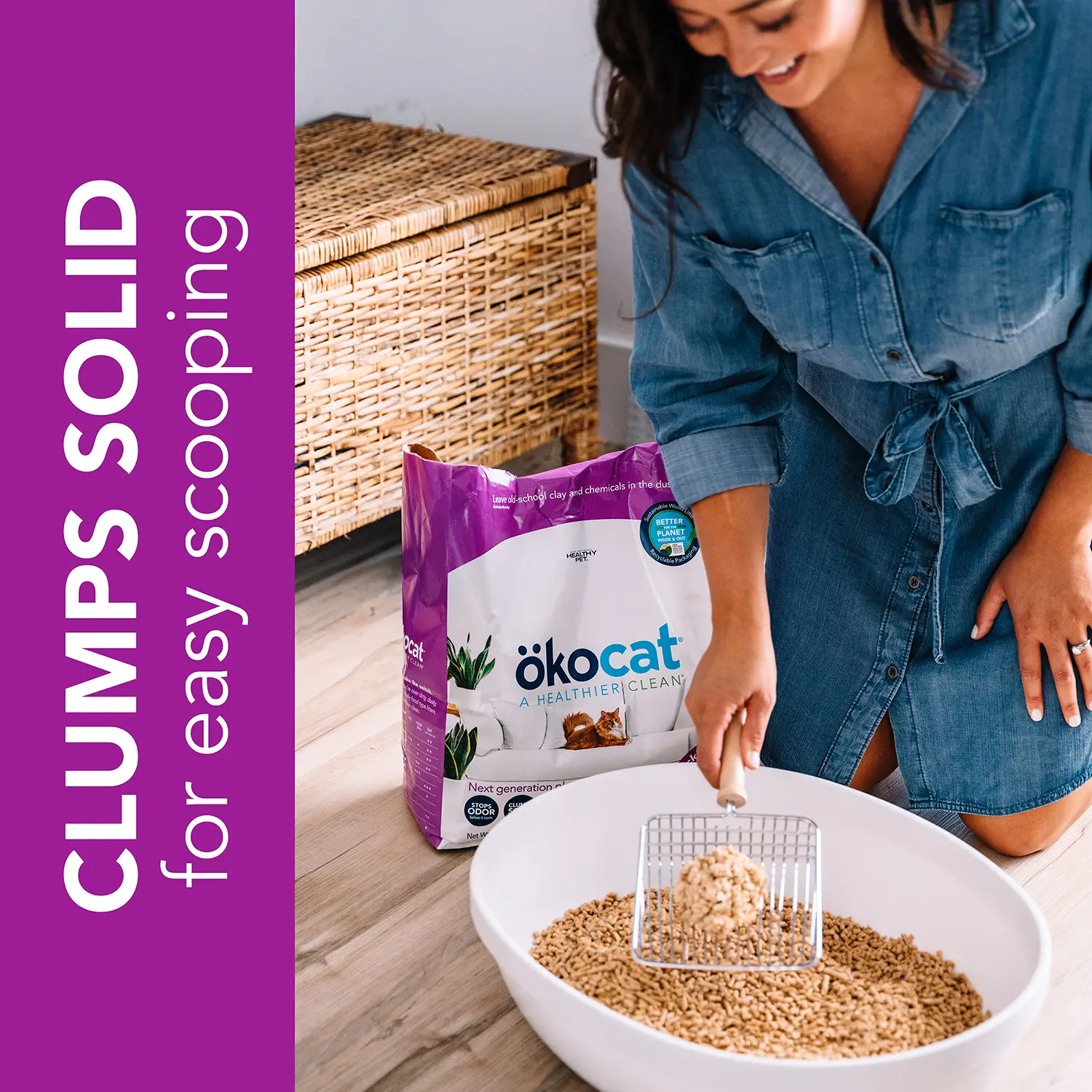 Okocat Low Tracking Clumping Mini Pellets Wood Cat Litter 10-lb - Image 5