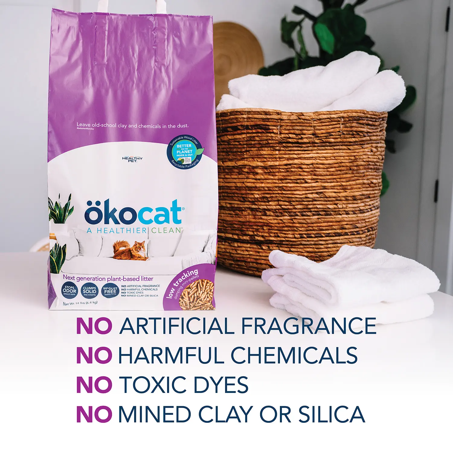Okocat Low Tracking Clumping Mini Pellets Wood Cat Litter 10-lb - Image 9