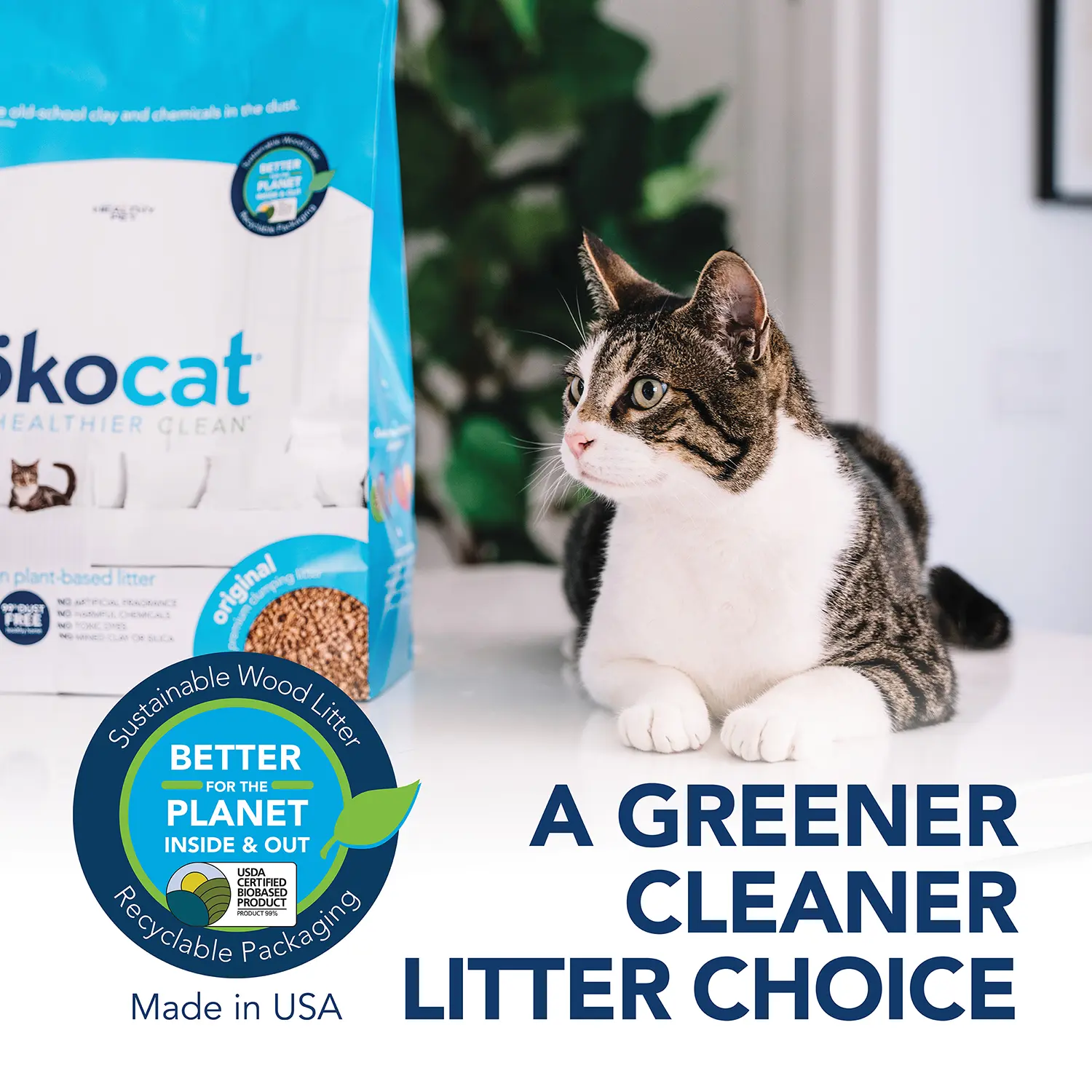 Okocat Original Premium Clumping Wood Cat Litter 9-lb - Image 10
