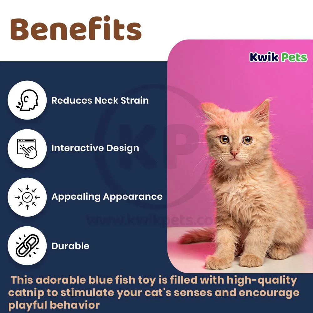 OurPets 100% Catnip Filled Fish 'Annette' Cat Toy Blue - Image 3