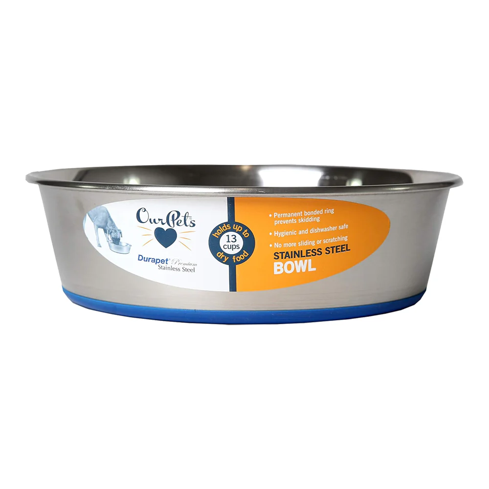 OurPets Durapet Premium Rubber Bonded Stainless Steel Cat Bowl Silver 8-oz - Image 4