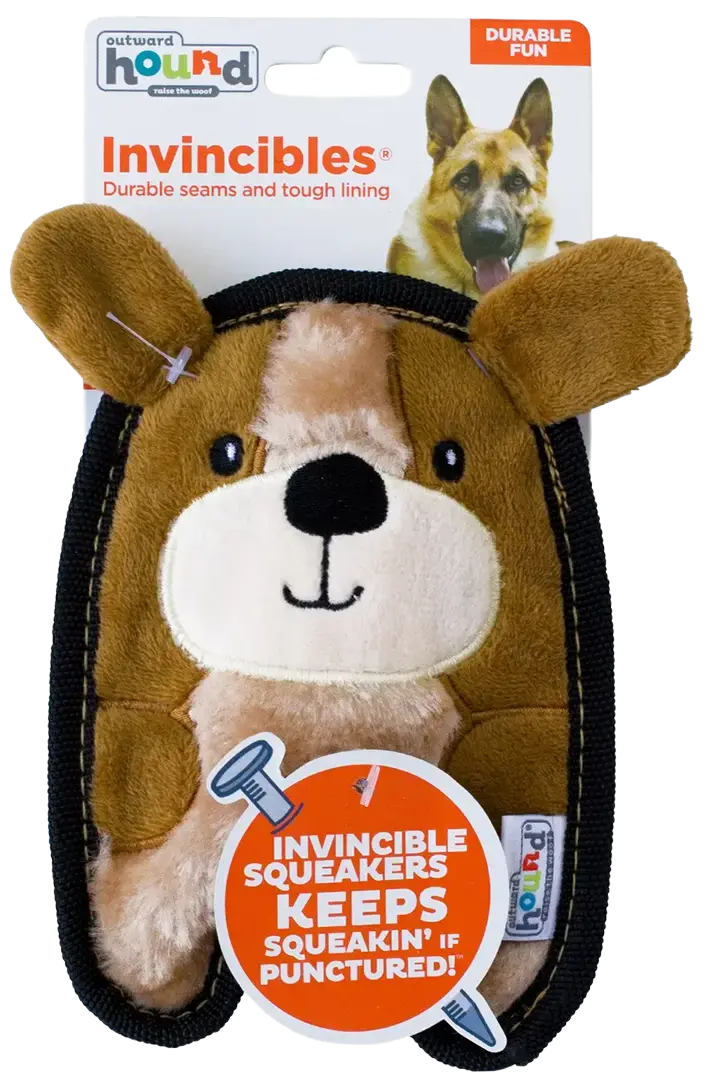 Outward Hound Durablez Puppy Squeaky Plush Dog Toy Brown Extra Small - Image 2