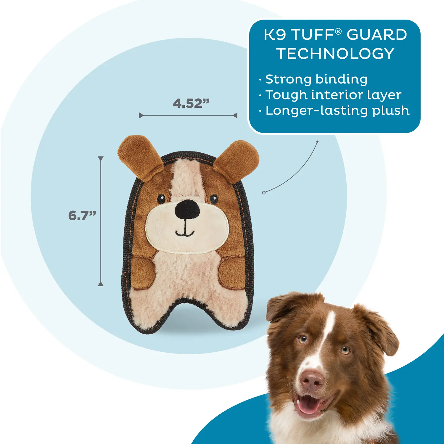 Outward Hound Durablez Puppy Squeaky Plush Dog Toy Brown Extra Small - Image 3