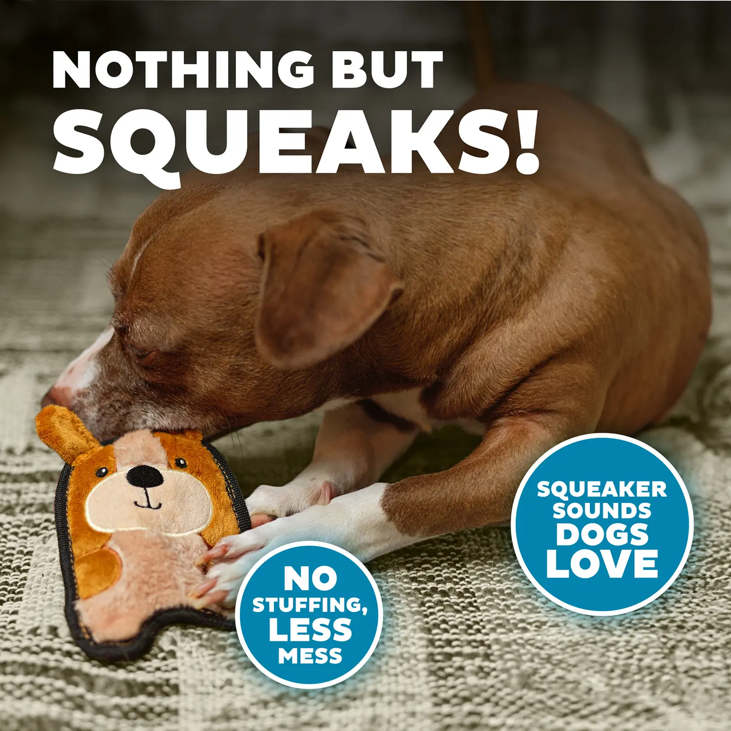 Outward Hound Durablez Puppy Squeaky Plush Dog Toy Brown Extra Small - Image 5