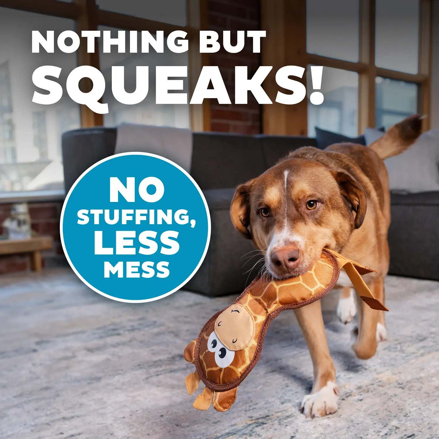 Outward Hound Fire Biterz Giraffe Firehose Plush Dog Toy Brown Medium - Image 4