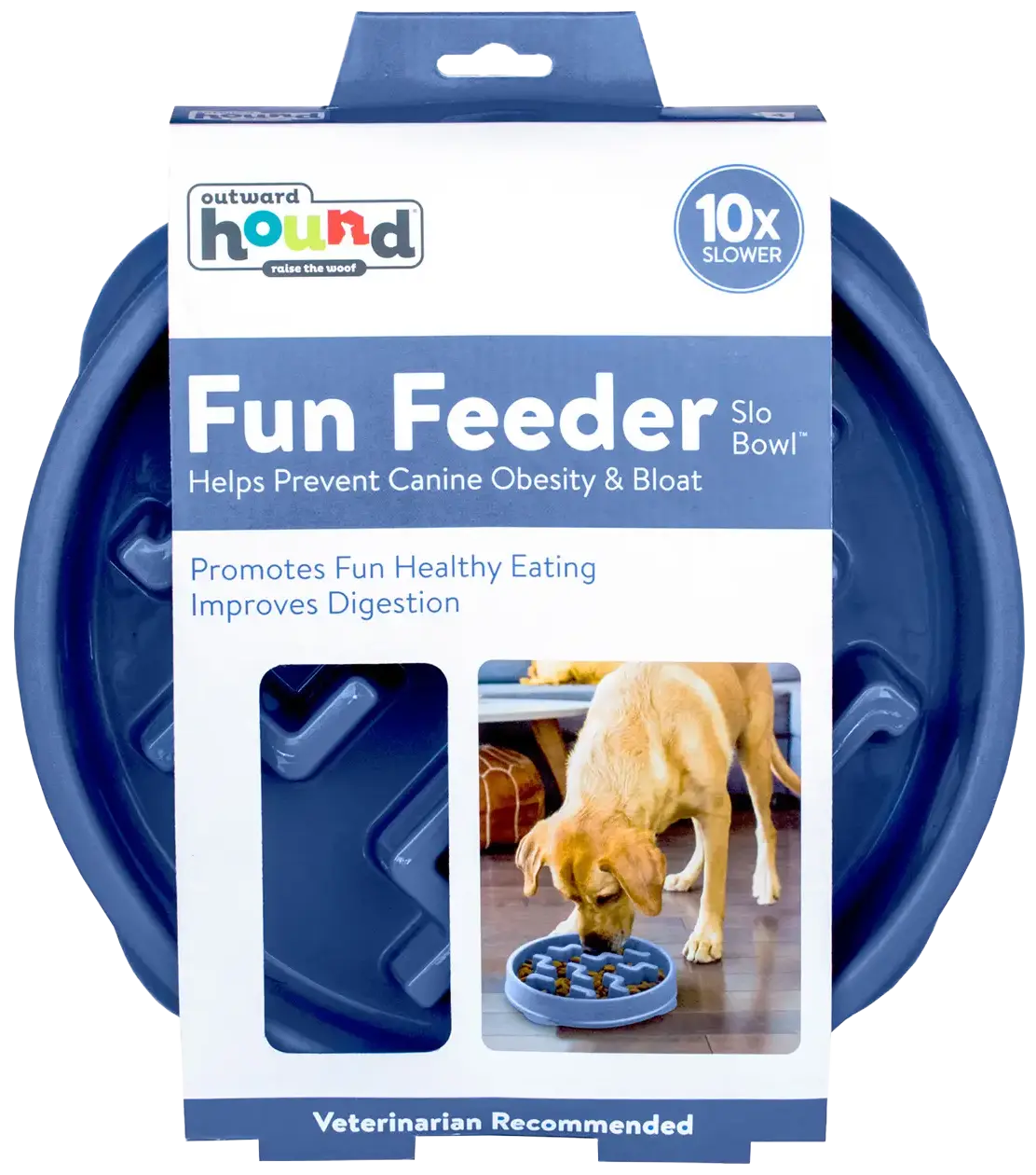 Outward Hound Fun Feeder Interactive Dog Bowl Slow Feeder Blue Large - Image 2