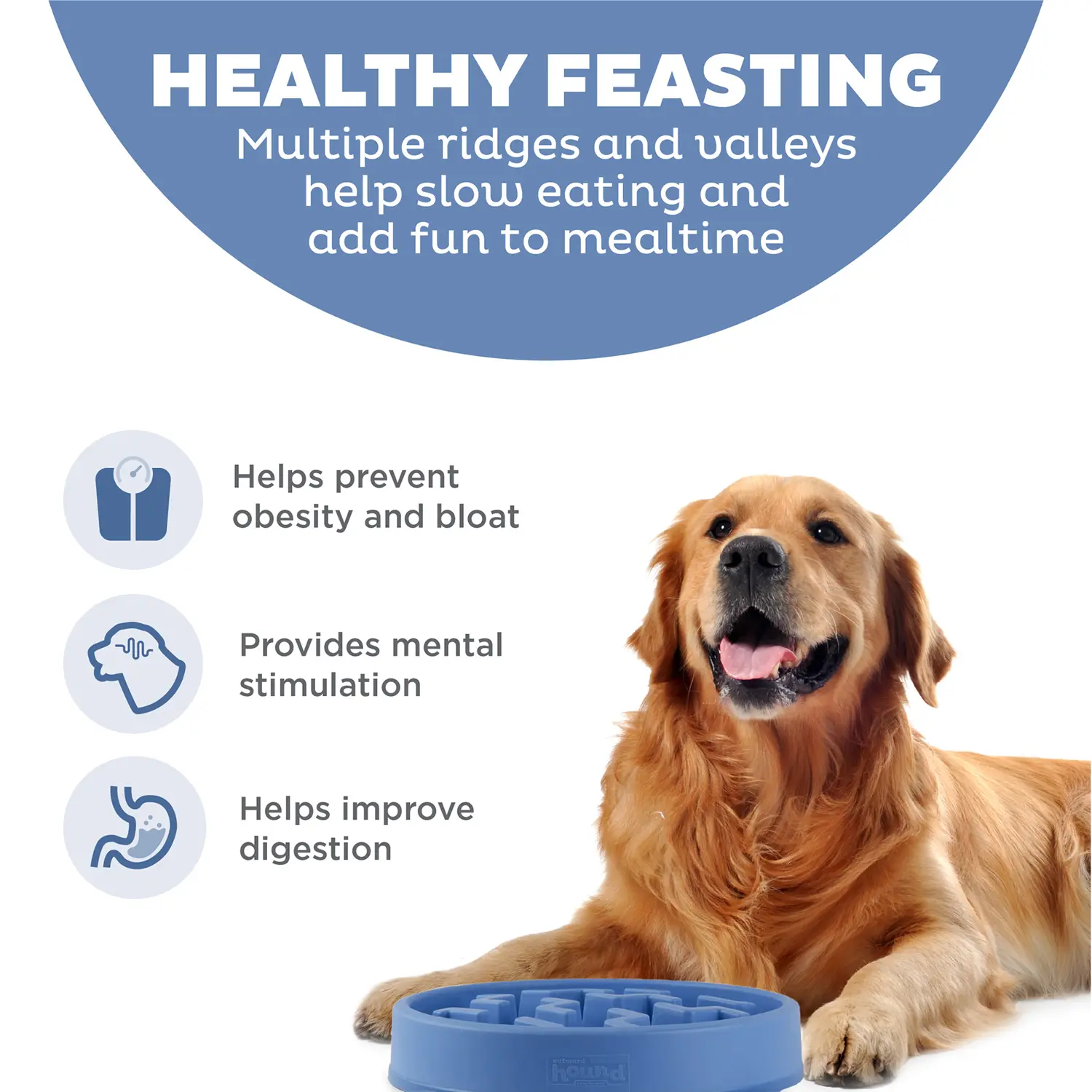 Outward Hound Fun Feeder Interactive Dog Bowl Slow Feeder Blue Large - Image 4