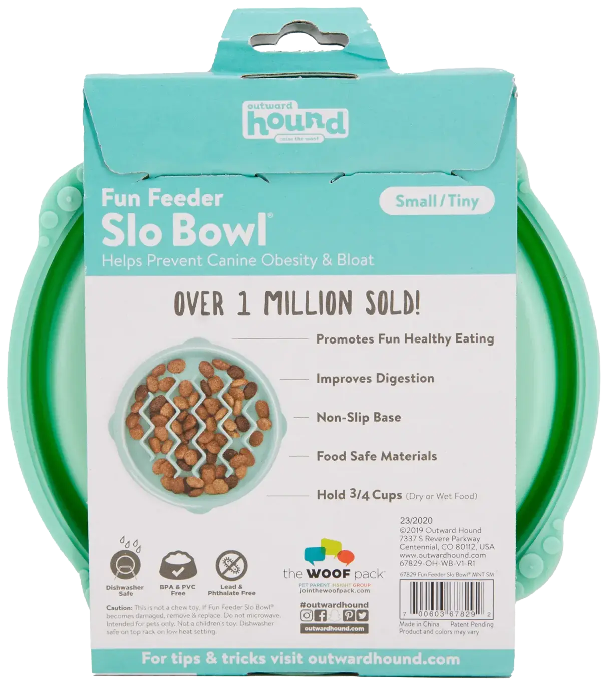 Outward Hound Fun Feeder Interactive Dog Bowl Slow Feeder Mint Extra Small - Image 3